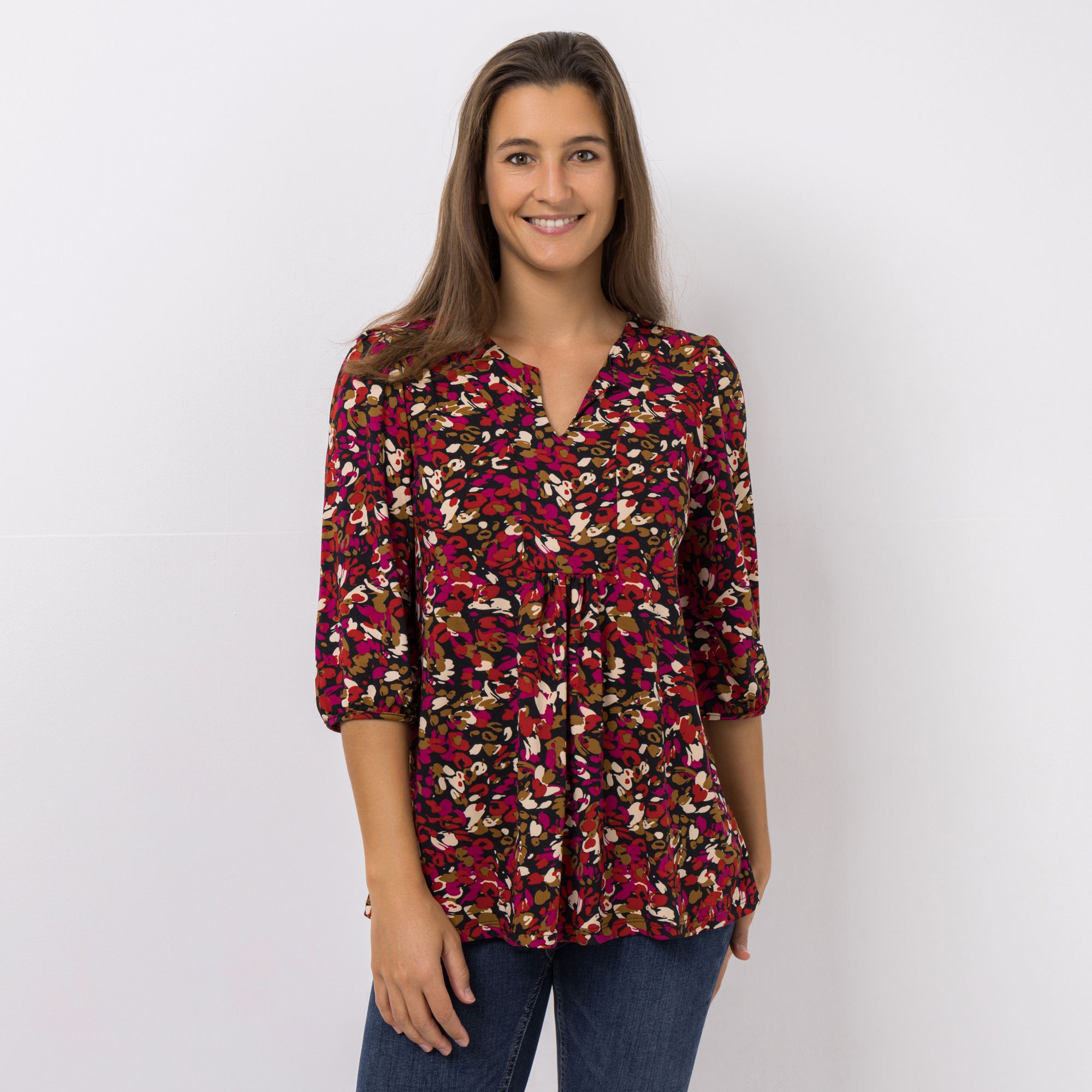 KIM & CO. Longshirt, 3/4-Arm Brazil Knit Jersey Zierausschnitt figurumspielend