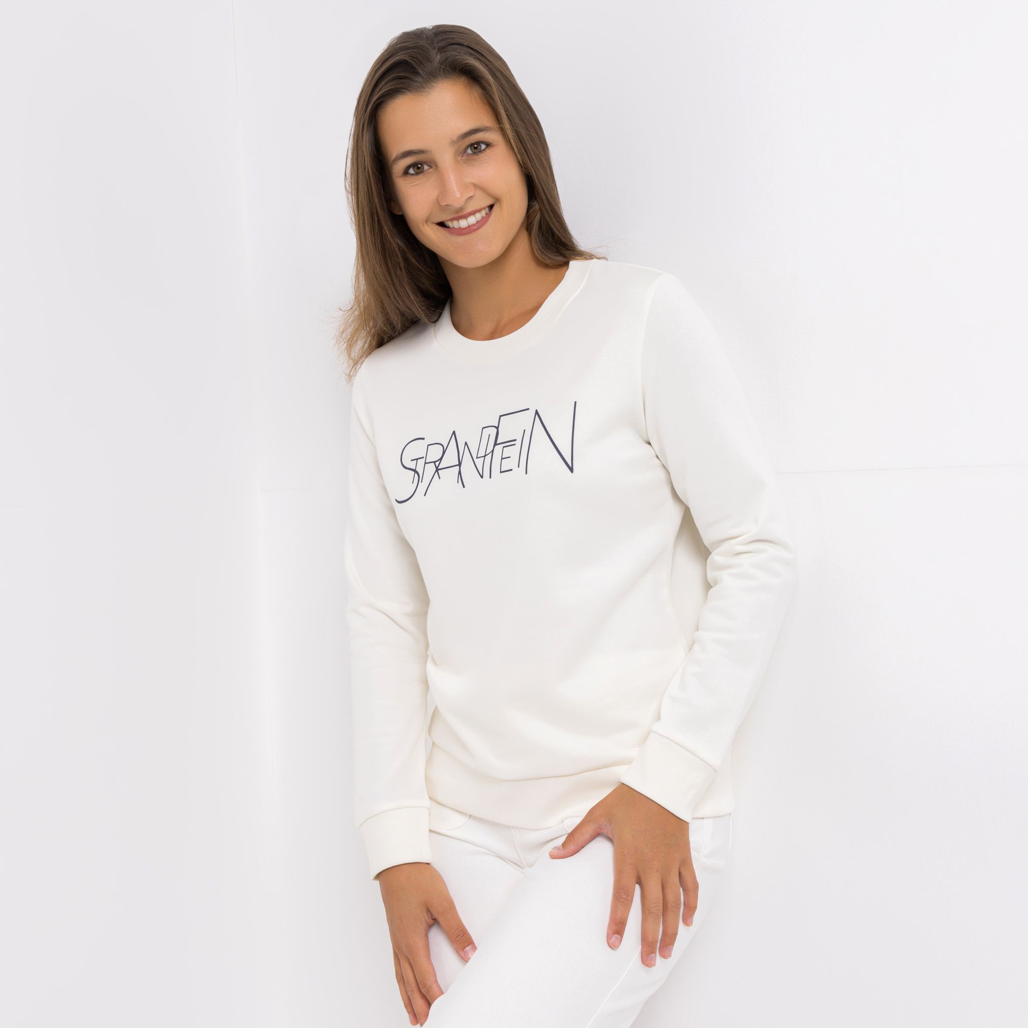 STRANDFEIN Sweatshirt Rundhalsausschnitt Logo-Druck figurumspielend