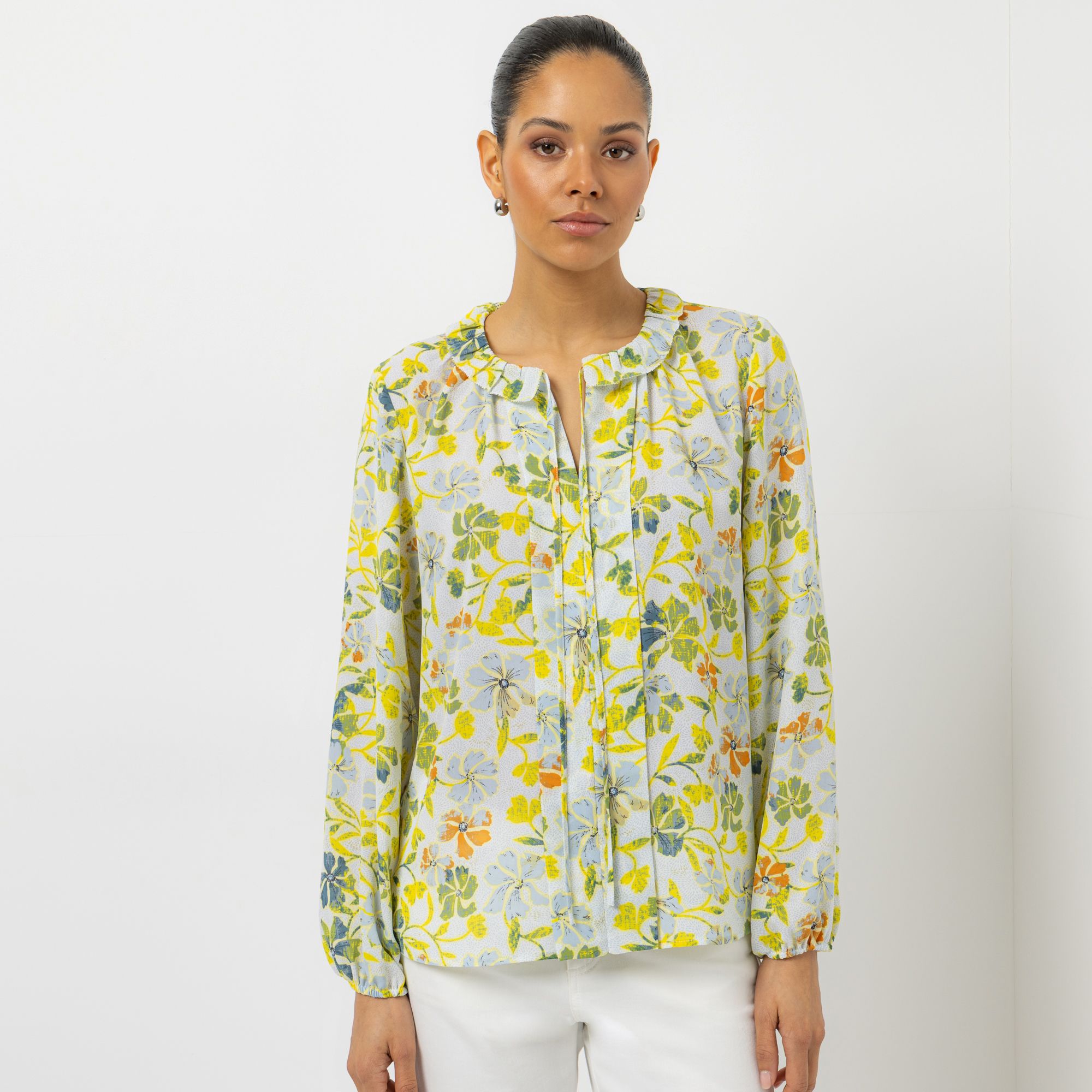 STEFFEN SCHRAUT Bluse, langarm Rüschenkragen mit Bindeband leger weit