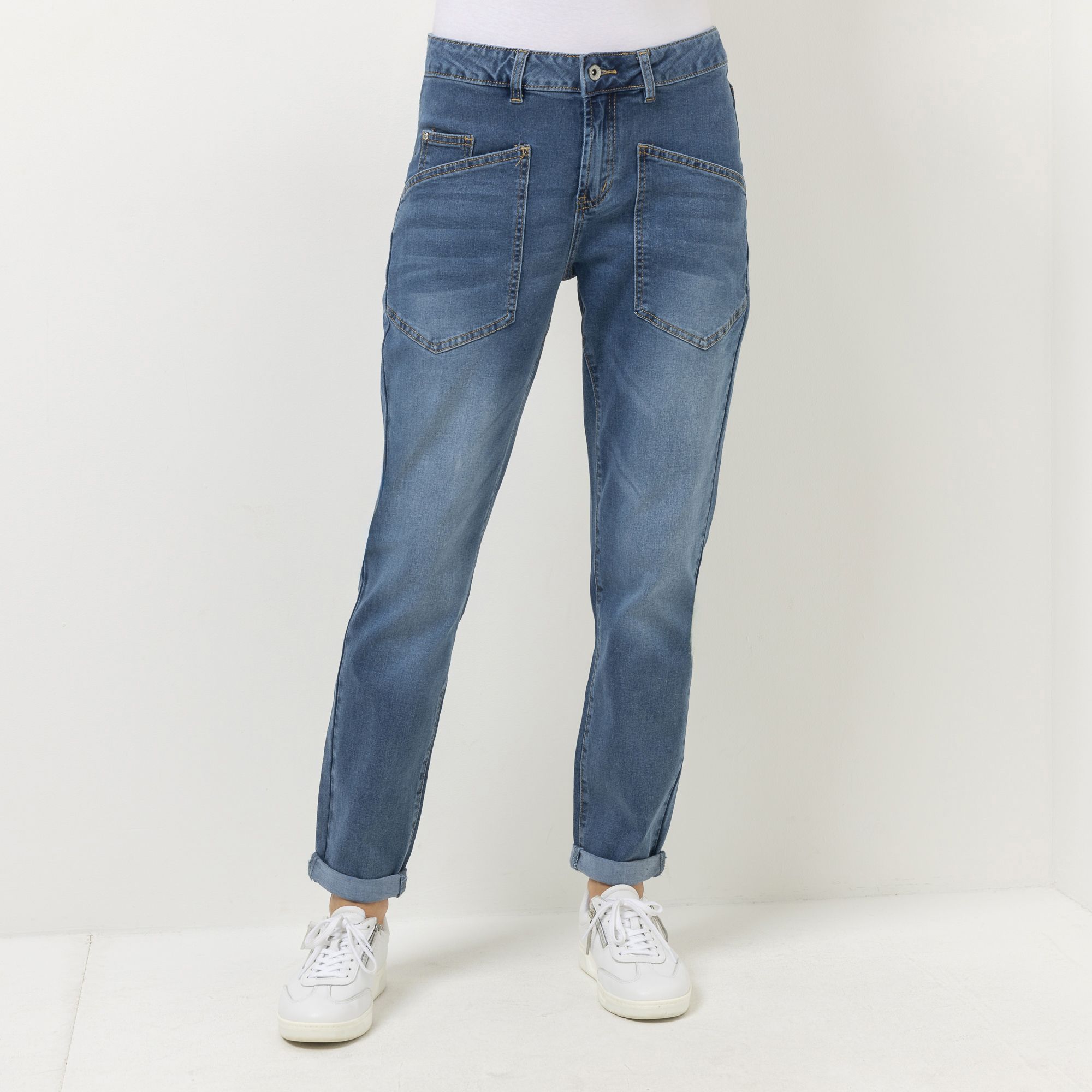 DINE 'N' DANCE Jeanshose Bachata knöchellang Boyfriend-Style konisches Bein