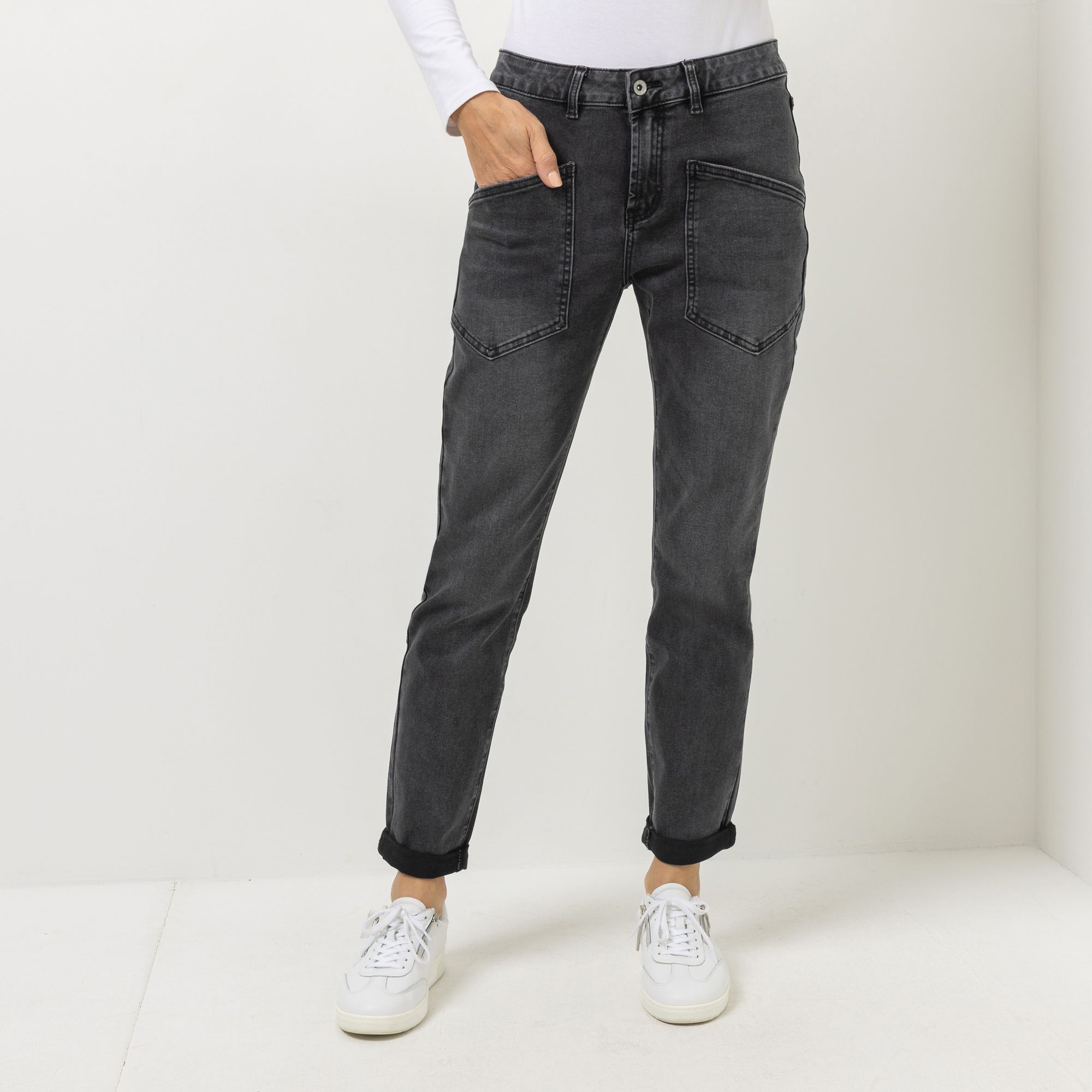 DINE 'N' DANCE Jeanshose Bachata knöchellang Boyfriend-Style konisches Bein