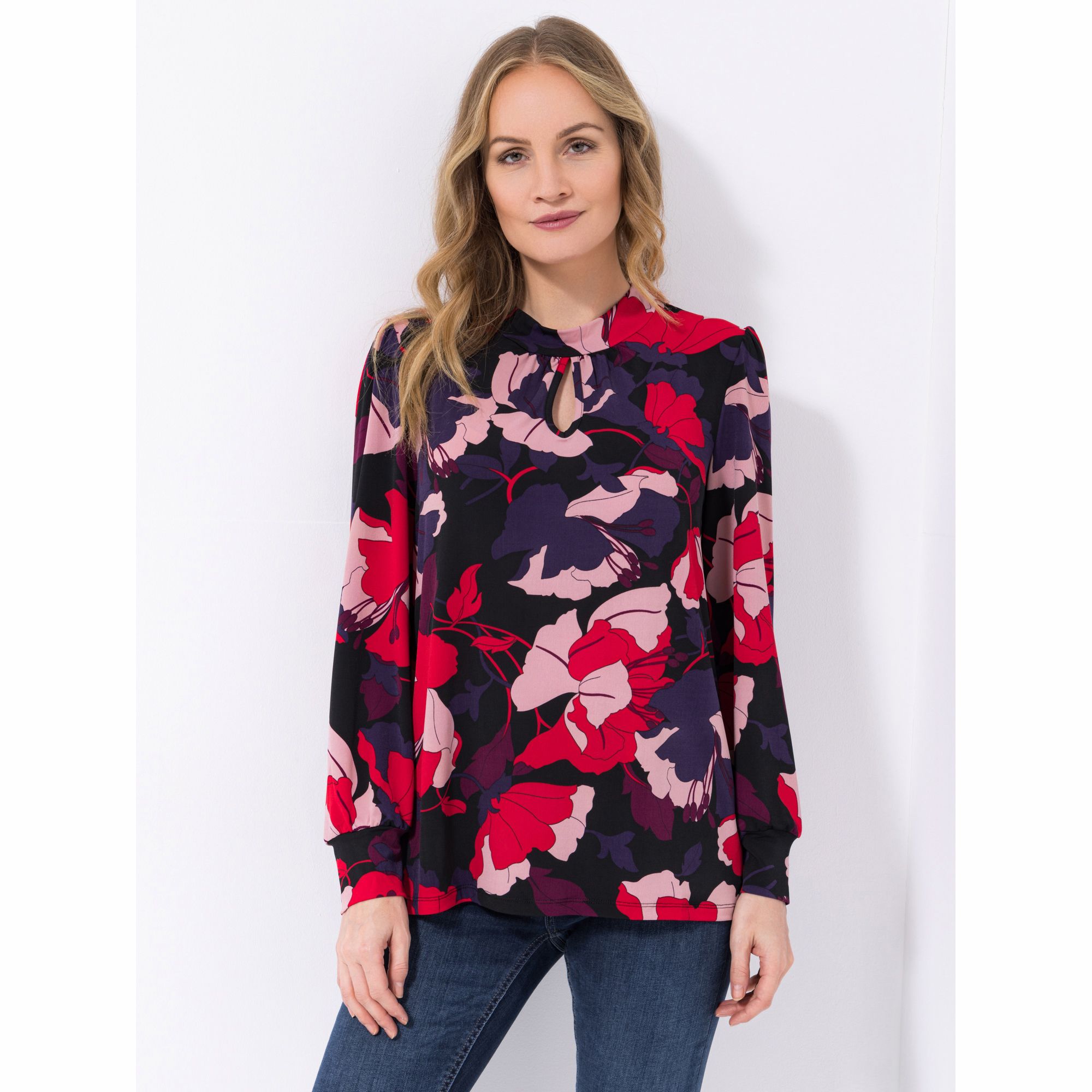 KIM & CO. Shirt, Langarm Brazil Knit Jersey Stehkragen figurumspielend