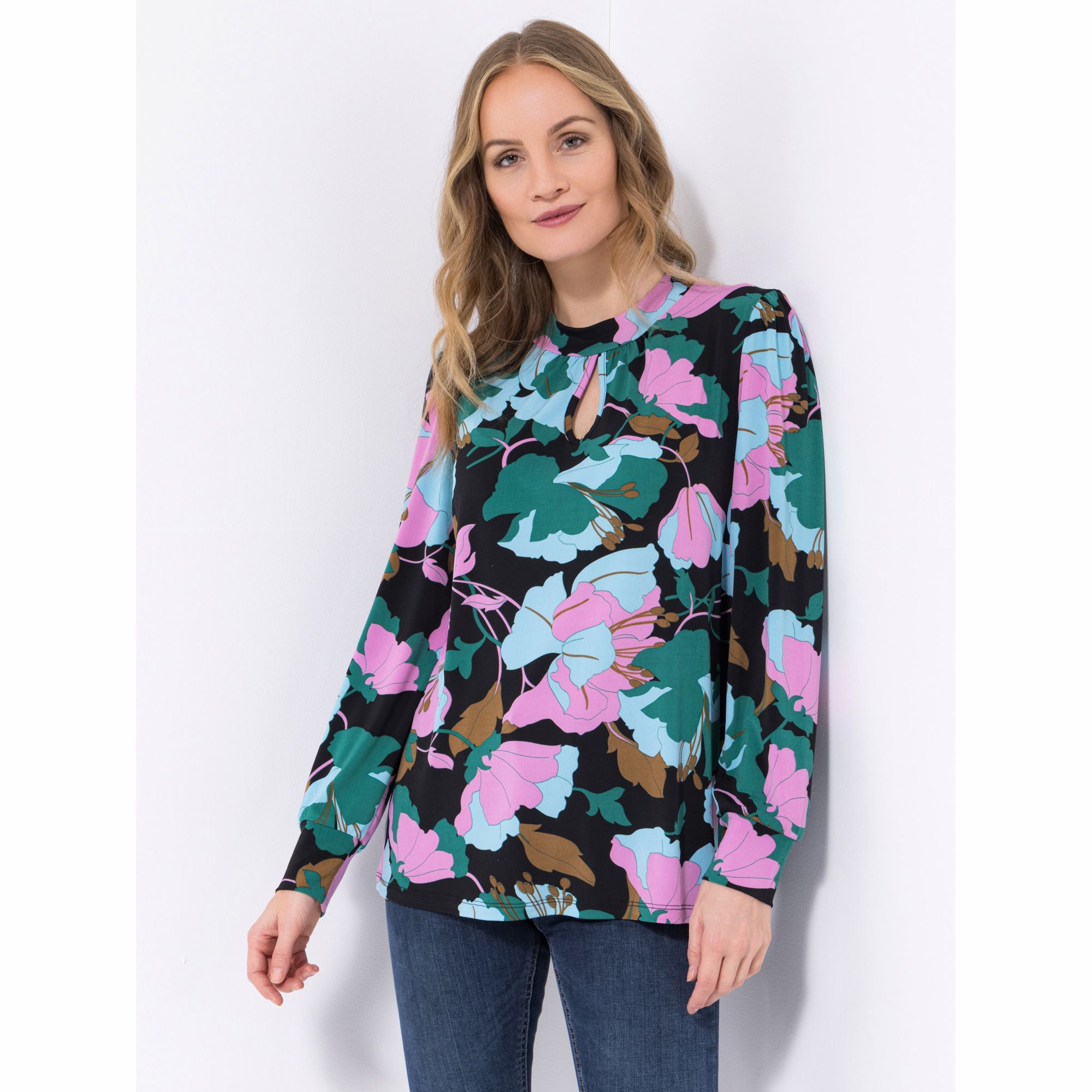 KIM & CO. Shirt, Langarm Brazil Knit Jersey Stehkragen figurumspielend