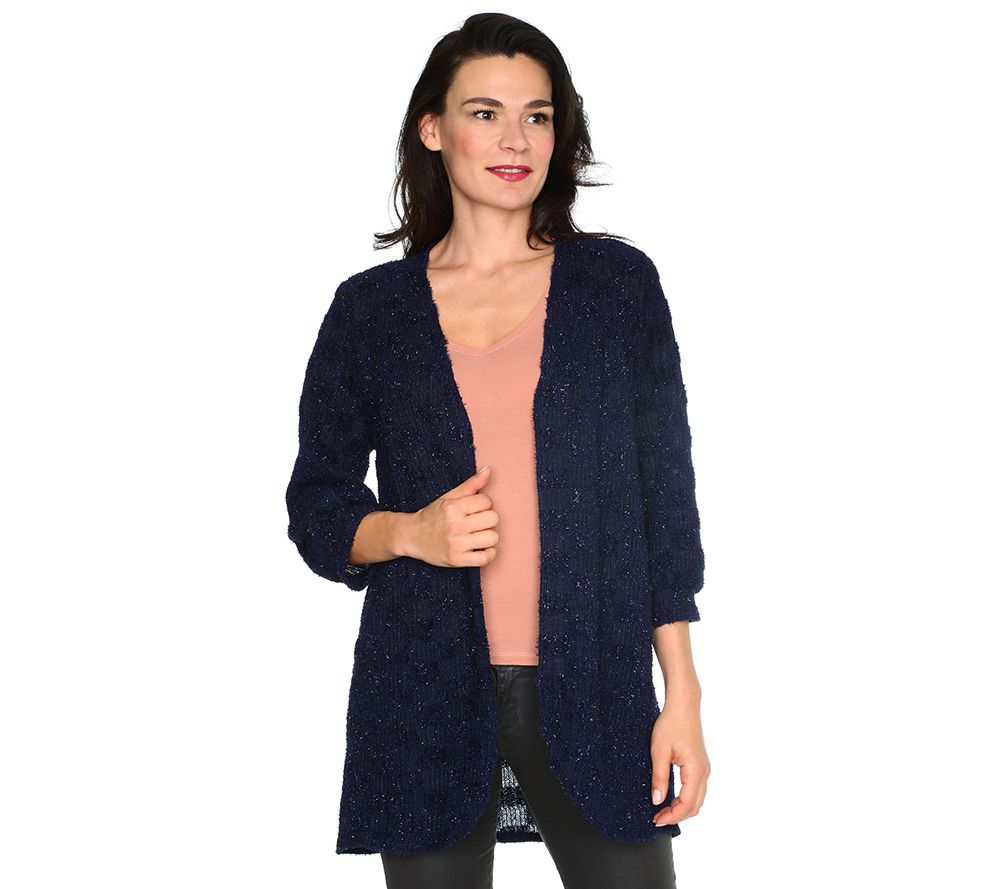KIM Strukturstrick Cardigan Karomuster offene Front