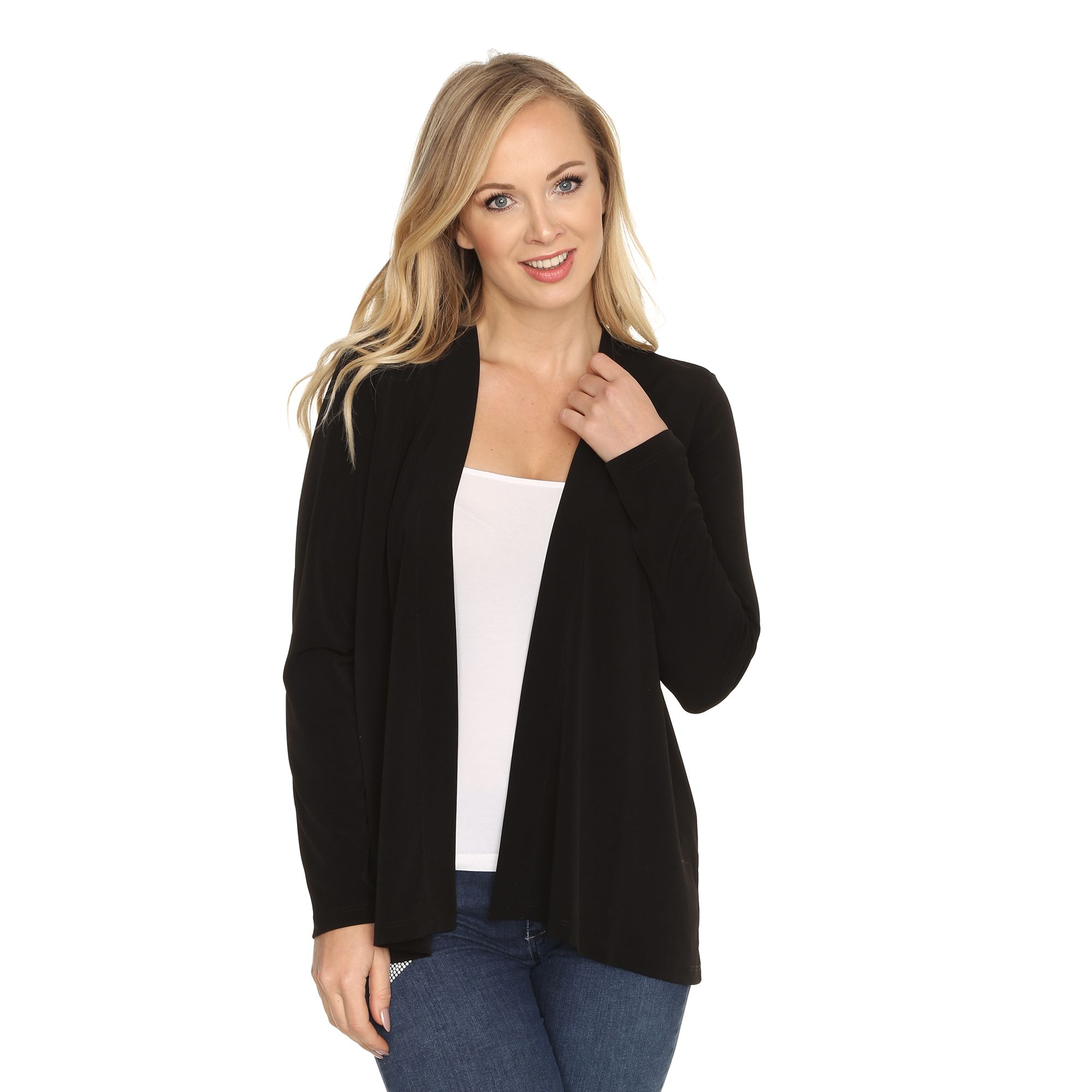 KIM & CO. Cardigan Brazil Knit Jersey offene Front asymmetrischer Saum