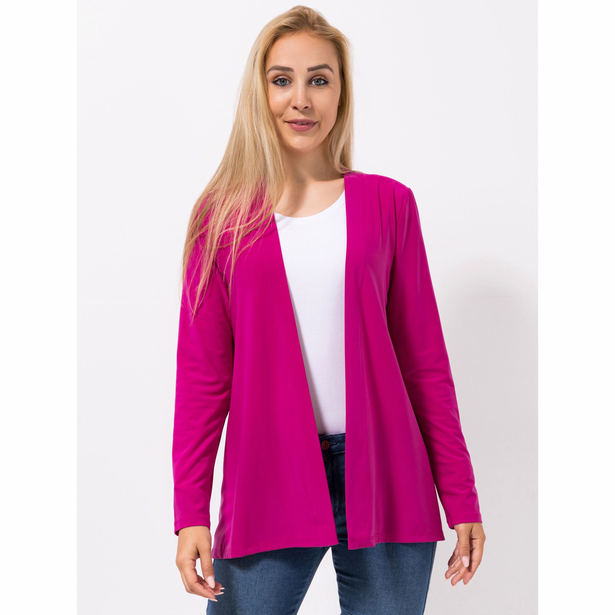 KIM & CO. Cardigan Brazil Knit Jersey offene Front asymmetrischer Saum