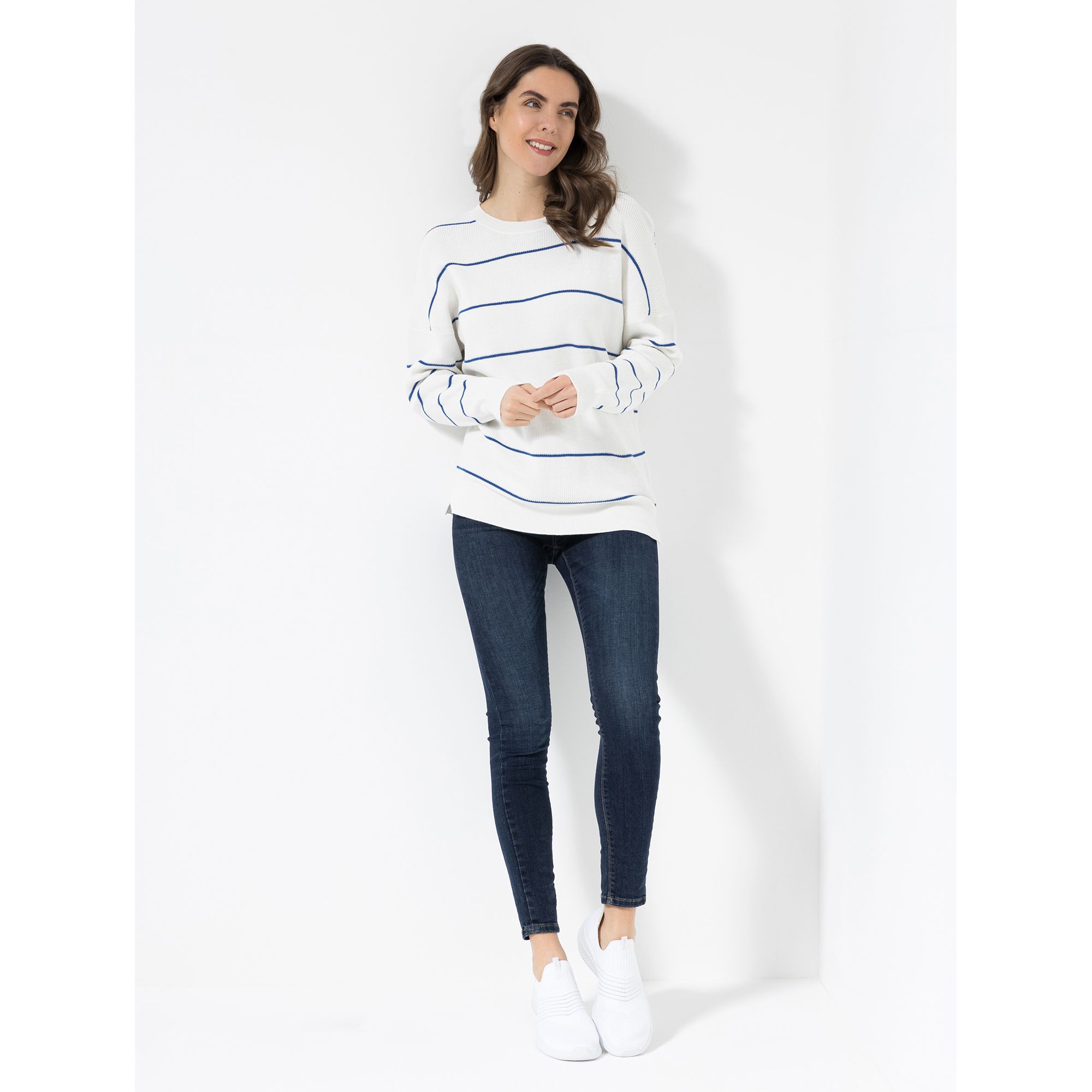 EVA LUTZ Pullover, 1/1-Arm Rundhalsausschnitt Rippbund-Abschlüsse leger weit