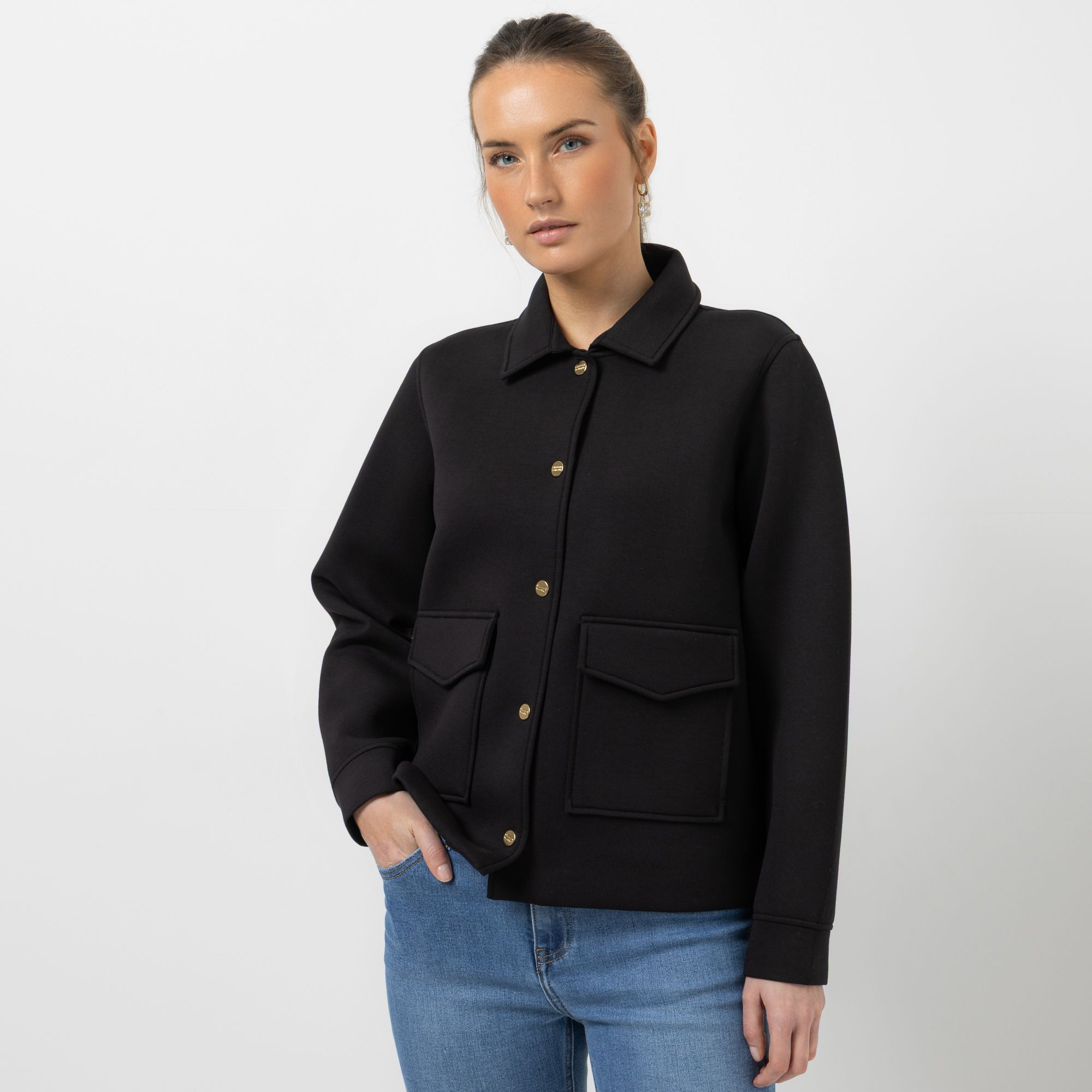 STEFFEN SCHRAUT Jacke Scuba-Qualität Druckknopfleiste figurumspielend