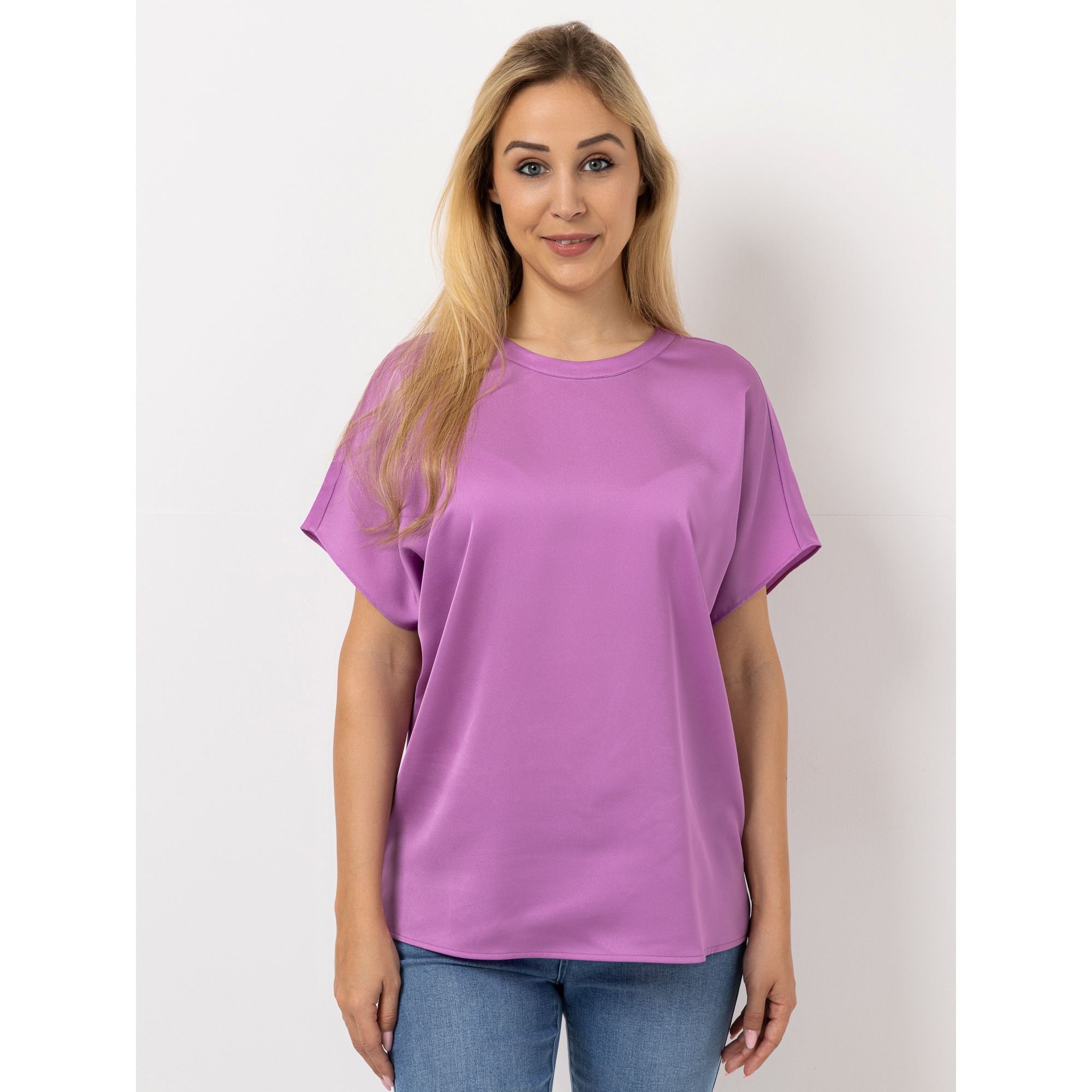 ANNI FOR FRIENDS Blusenshirt, 1/2-Arm Bindedetail uni leger weit
