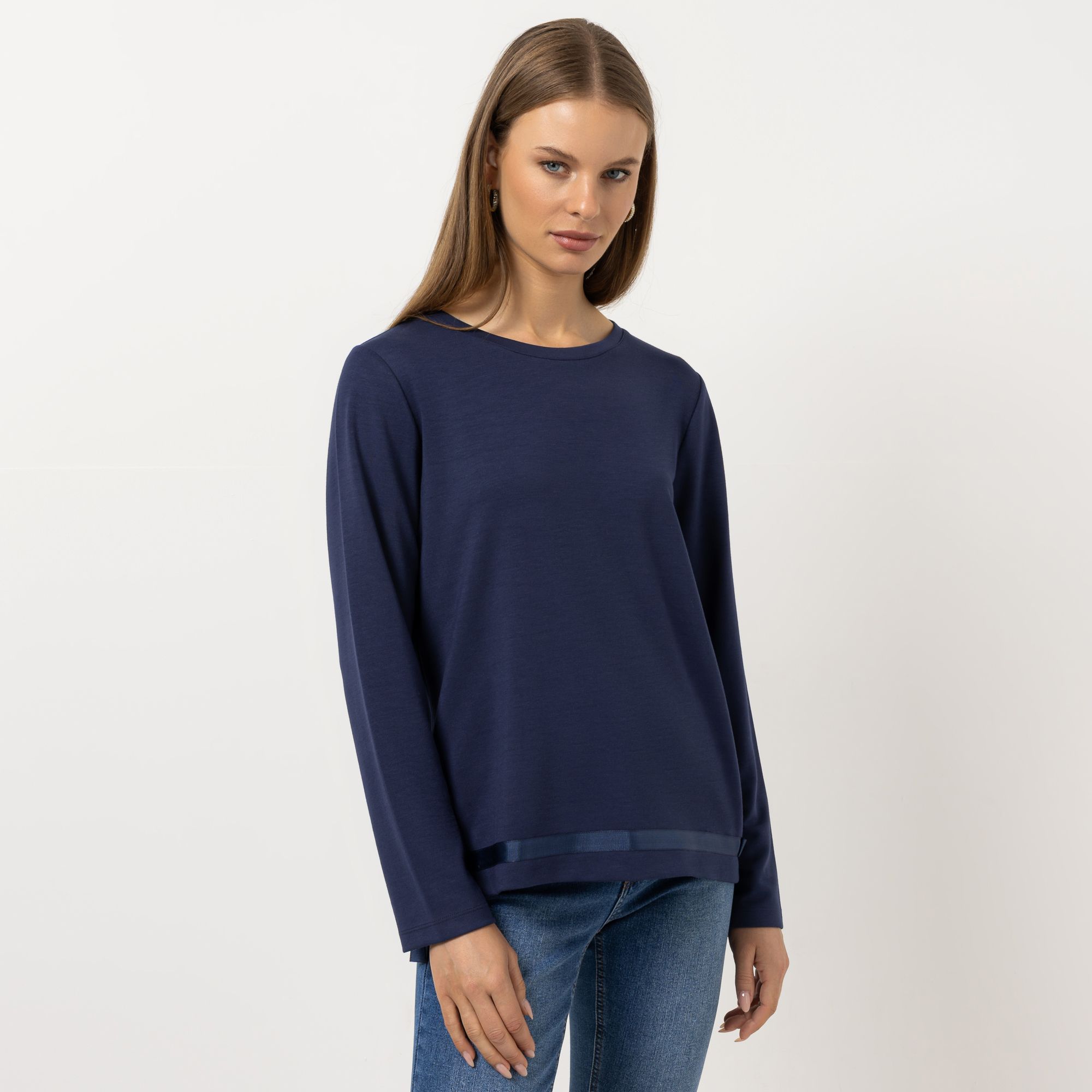 STEFFEN SCHRAUT Sweatshirt Rundhalsausschnitt Zierband am Saum leger weit