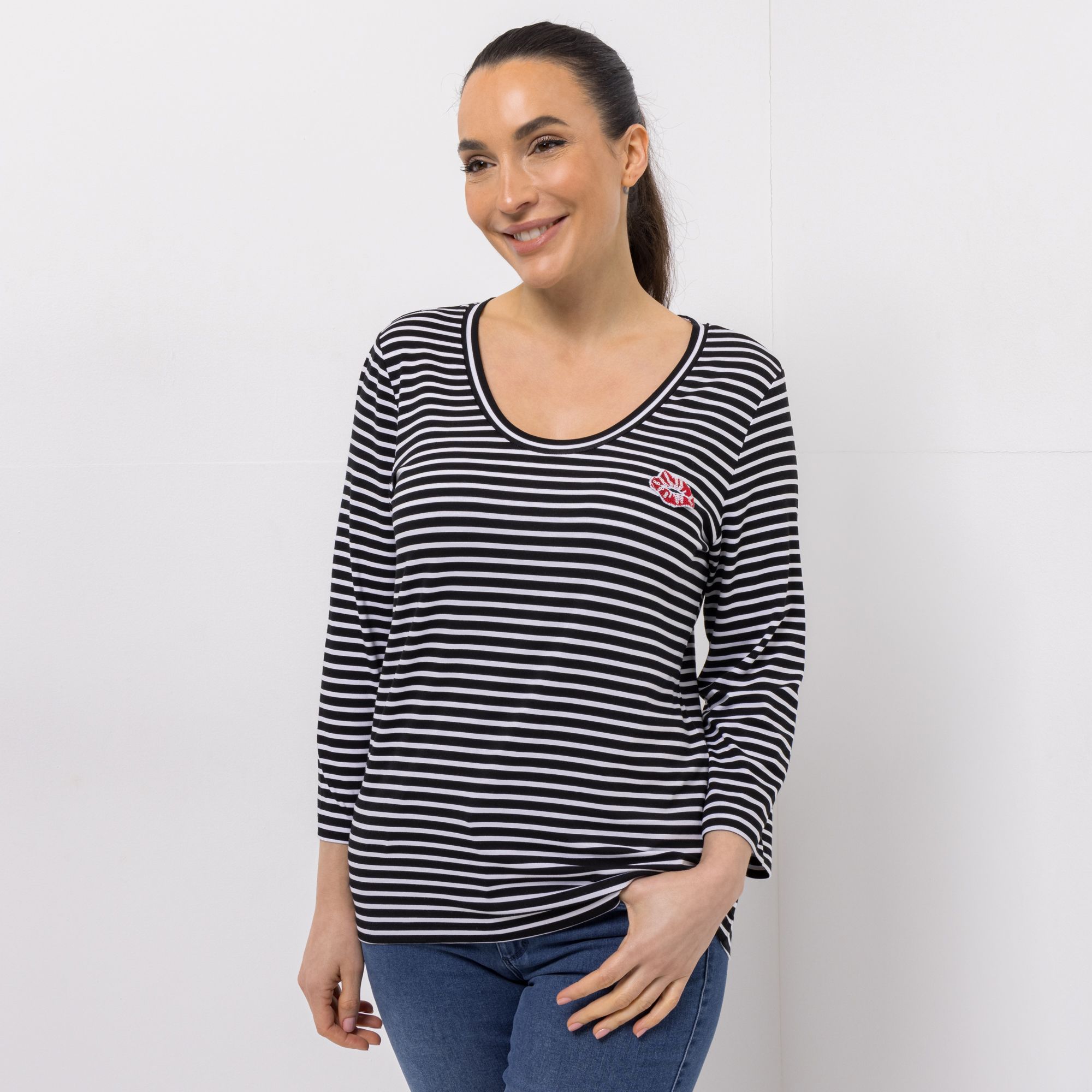 KILIAN KERNER SENSES Shirt, 3/4-Arm Pailletten-Kuss OEKO-TEX®Standard 100 figurumspielend