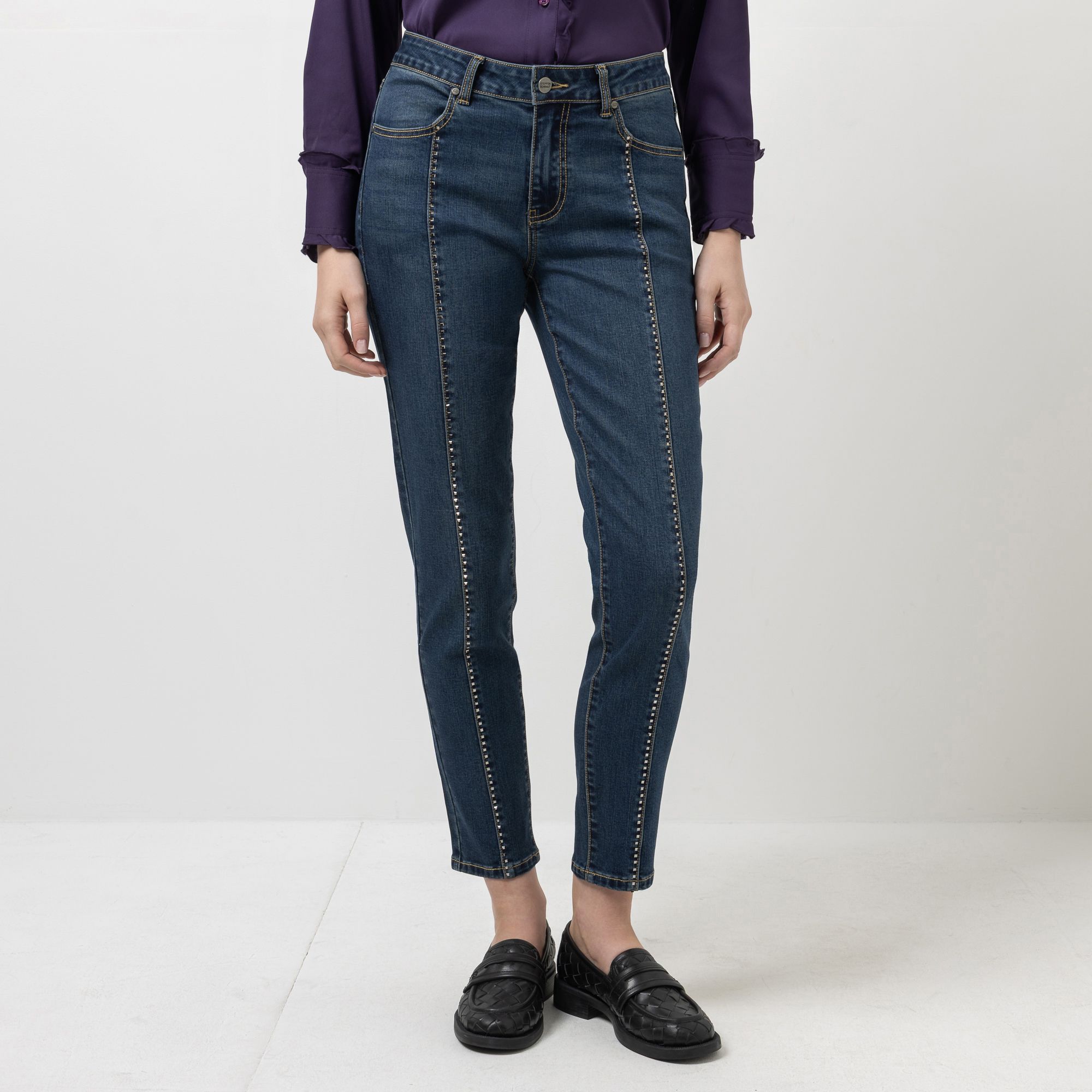 STEFFEN SCHRAUT Jeans, knöchellang vordere Mittelnaht mit Zierplättchen schmales Bein