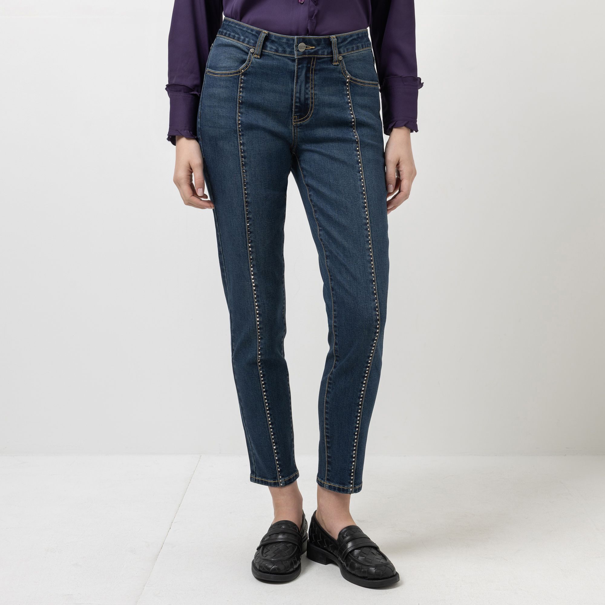 STEFFEN SCHRAUT Jeans, knöchellang vordere Mittelnaht mit Zierplättchen schmales Bein
