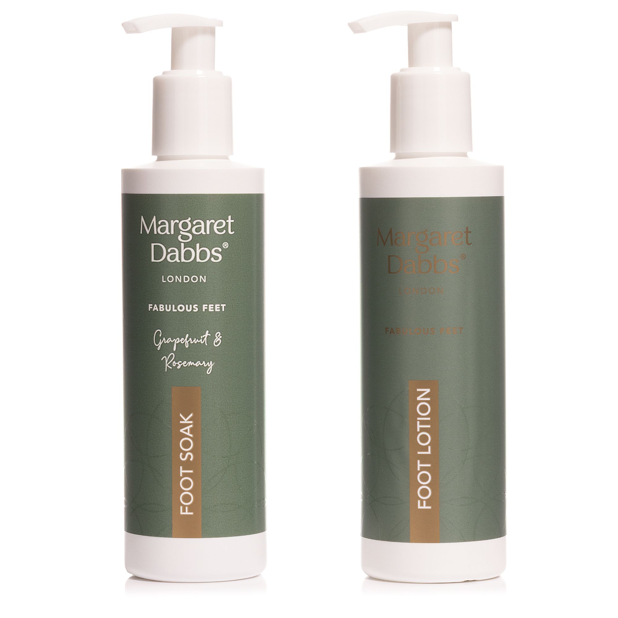 MARGARET DABBS LONDON Foot Lotion 200ml, Foot Soak 200ml Grapefruit & Rosemary Limited Edition