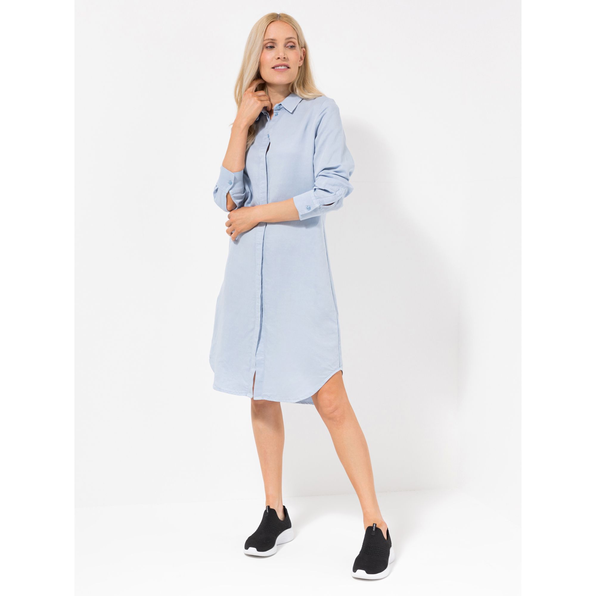 ANNI FOR FRIENDS Kleid, 1/1-Arm Knopfleiste Hemdblusenkragen leger weit