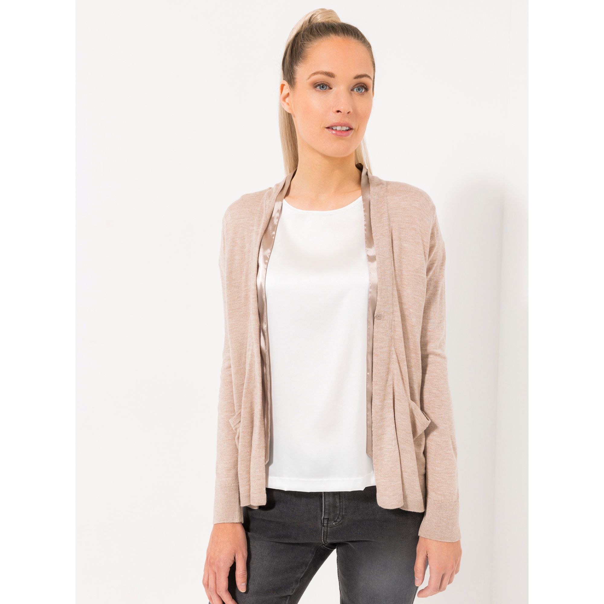 STEFFEN SCHRAUT Cardigan, 1/1-Arm Satin-Blende Taschen figurumspielend