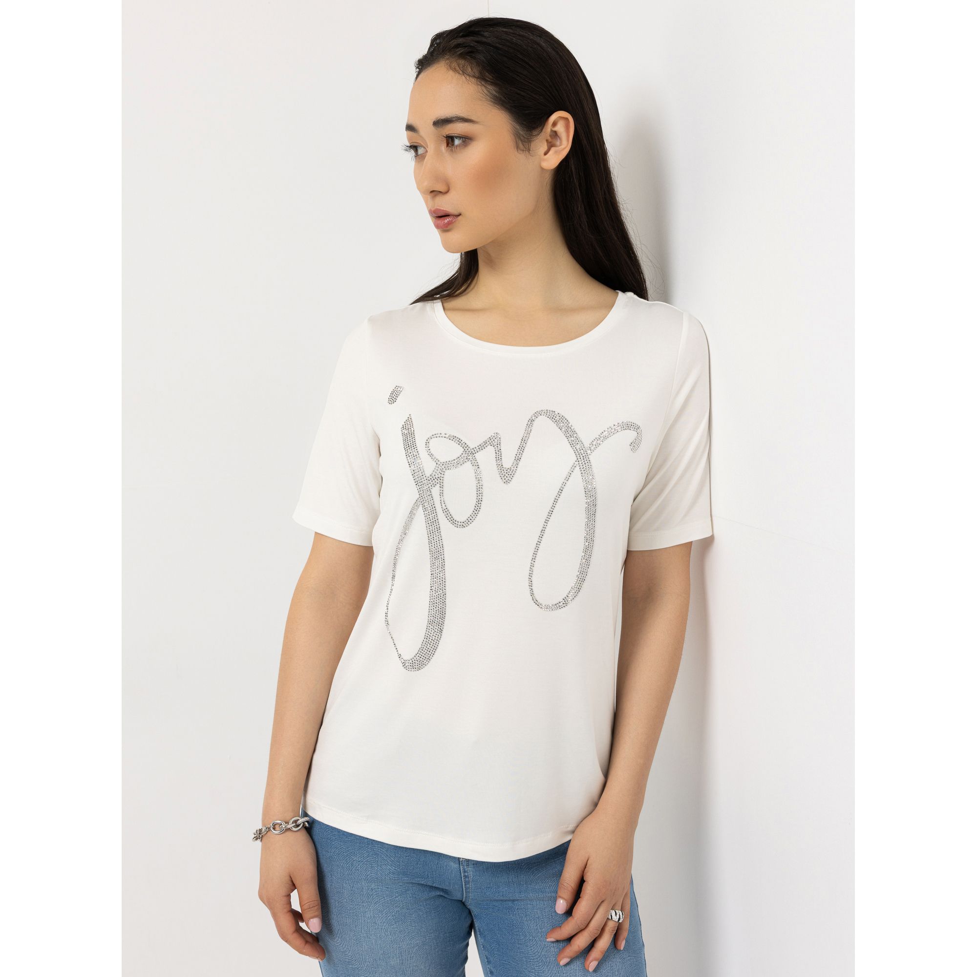 STEFFEN SCHRAUT Shirt Ibiza Strass-Detail mit ECOVERO Viskose figurumspielend