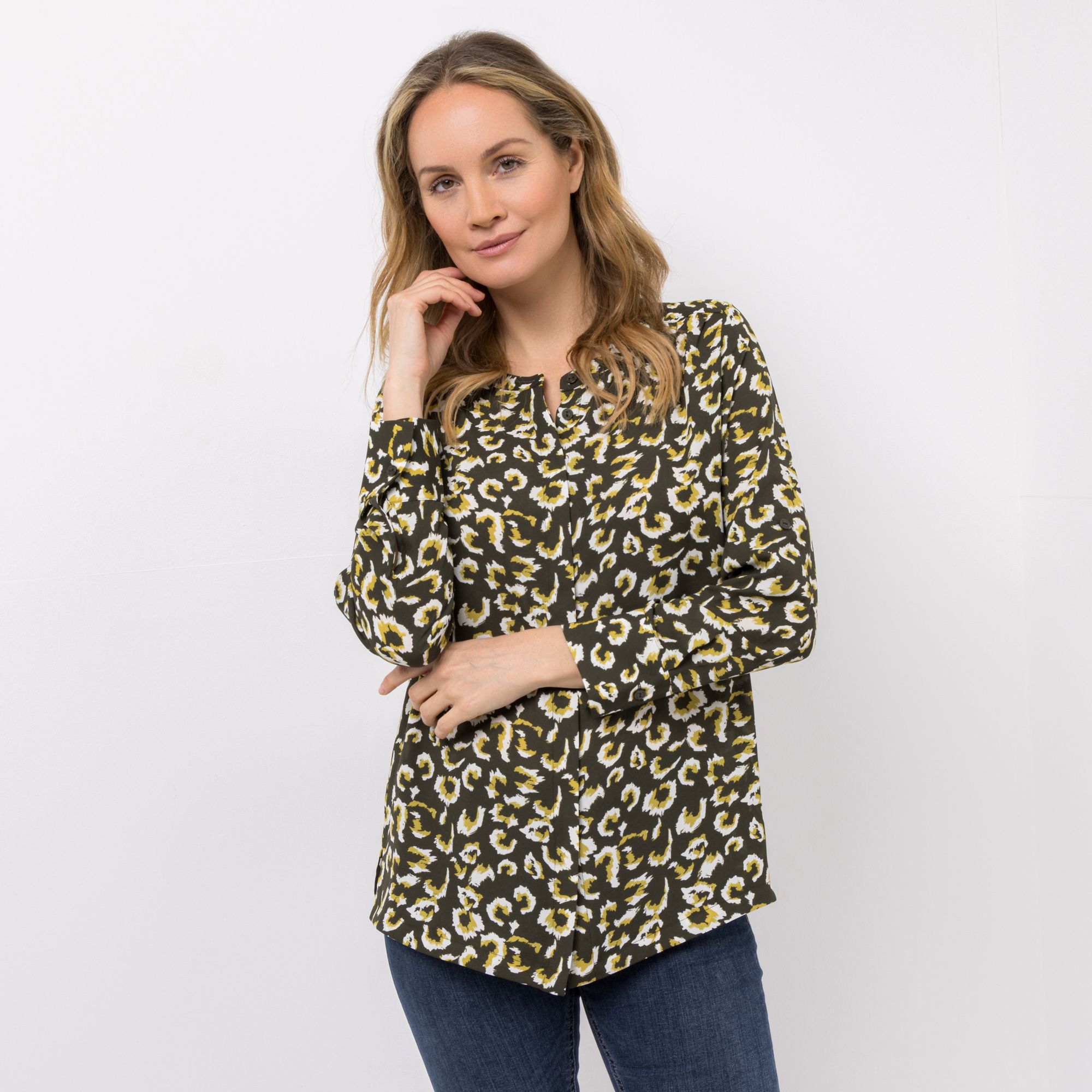 EVA LUTZ Bluse Lina Rundhalsausschnitt verdeckte Knopfleiste leger weit