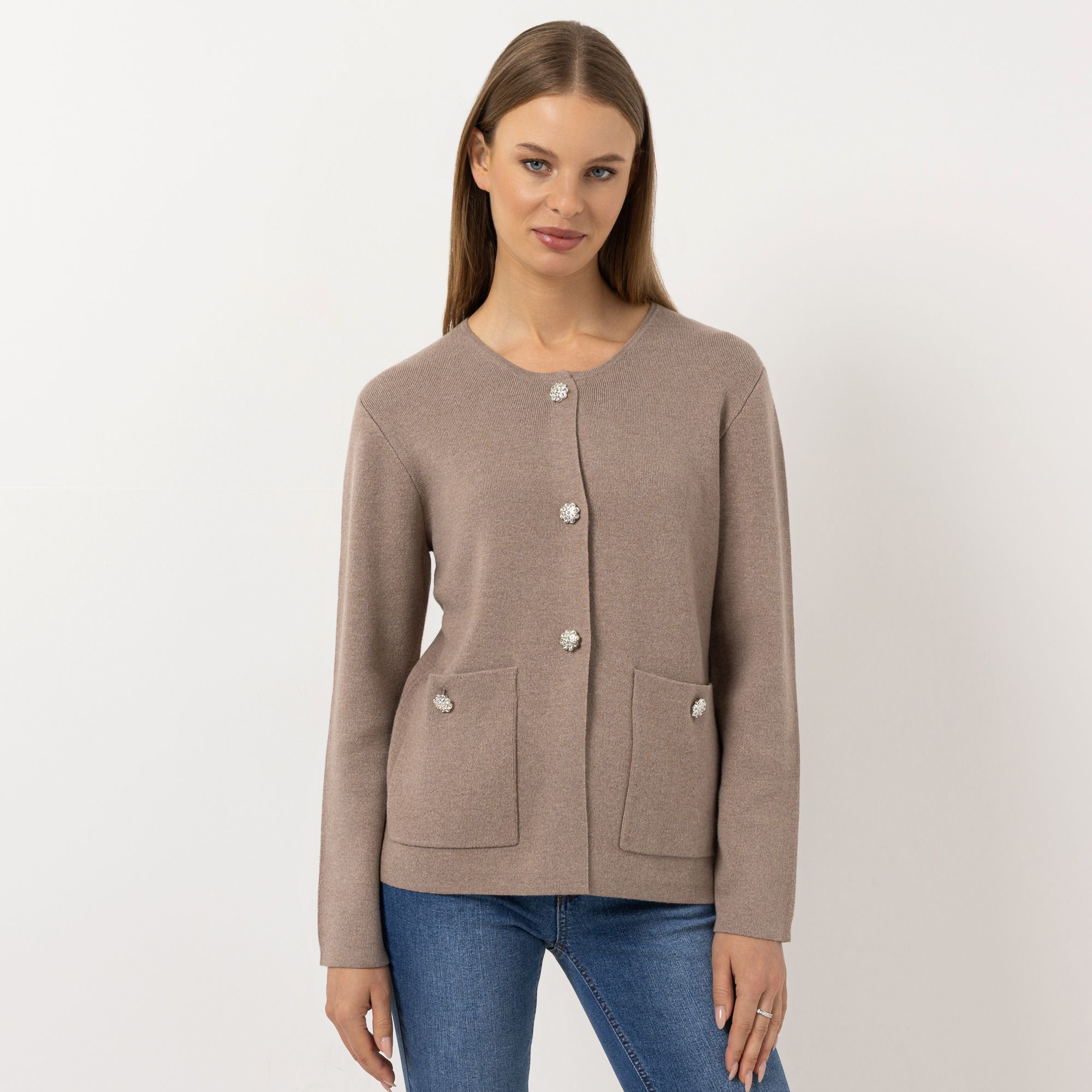 STEFFEN SCHRAUT Cardigan aufgesetzte Taschen Schmuckknöpfe figurumspielend