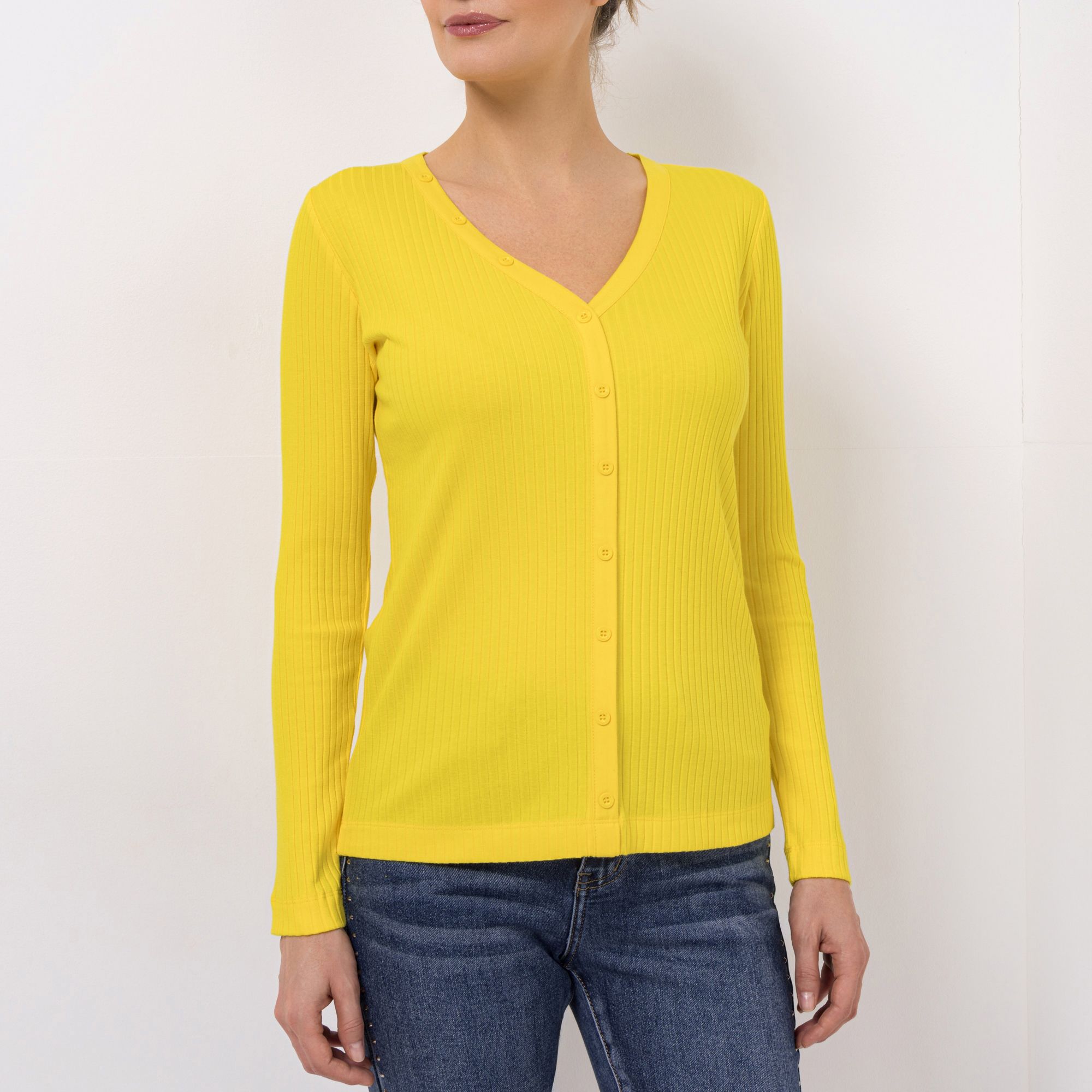 STEFFEN SCHRAUT Shirt Rippenjersey V-Ausschnitt figurbetont