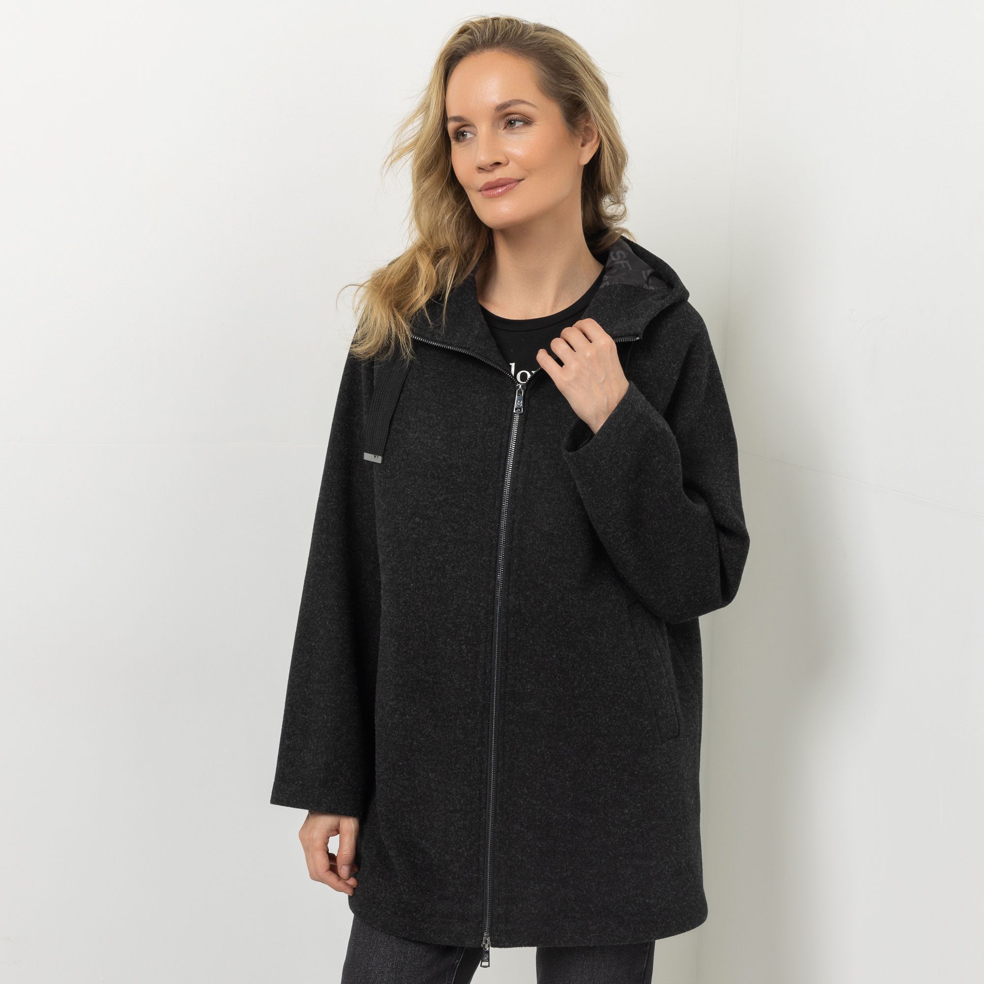 STRANDFEIN Jacke, A-Linie Wolloptik Eingrifftaschen leger weit