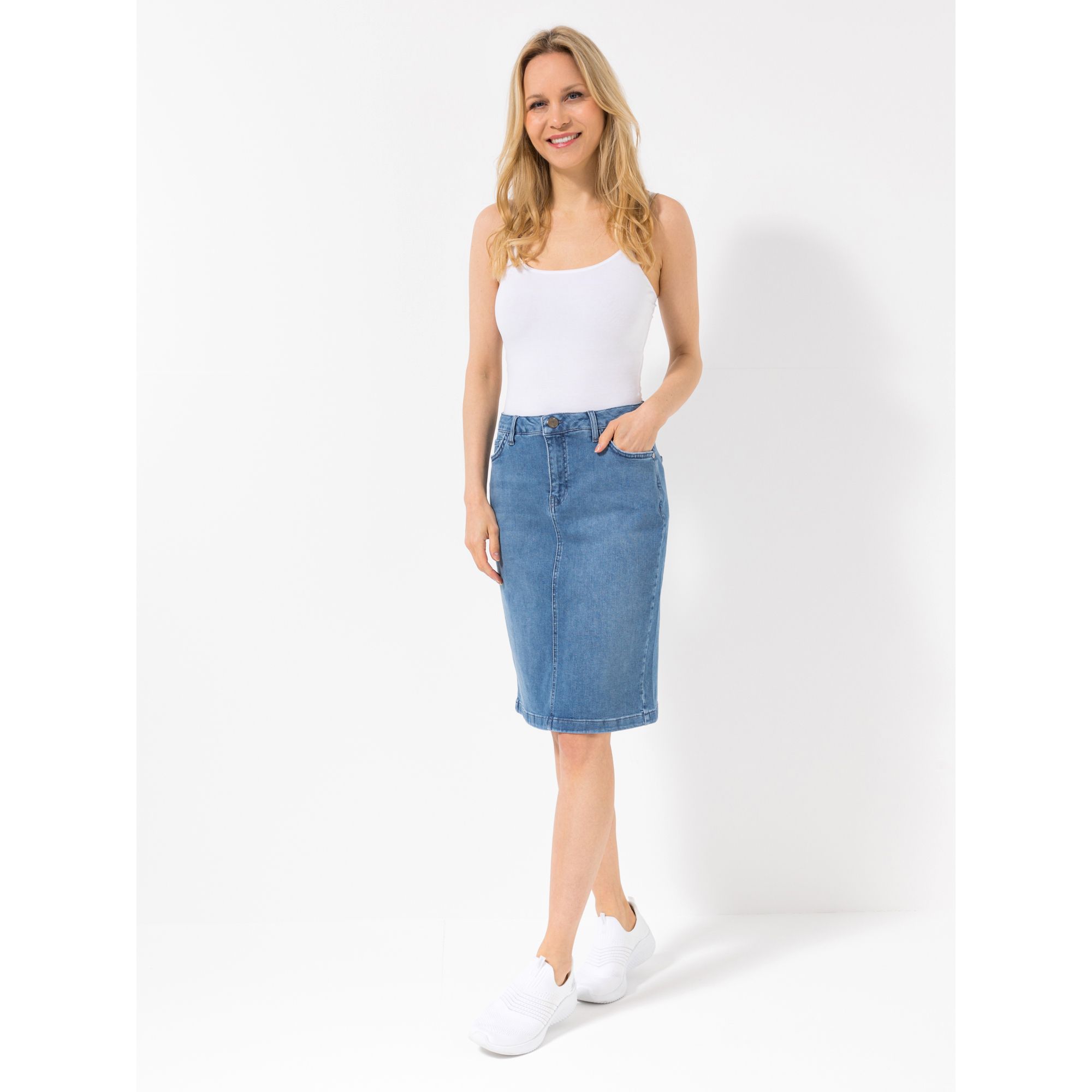 STUDIO UNIQUE® Jeansrock 5-Pocket-Style 98% Bio-Baumwolle gerade schmale Form