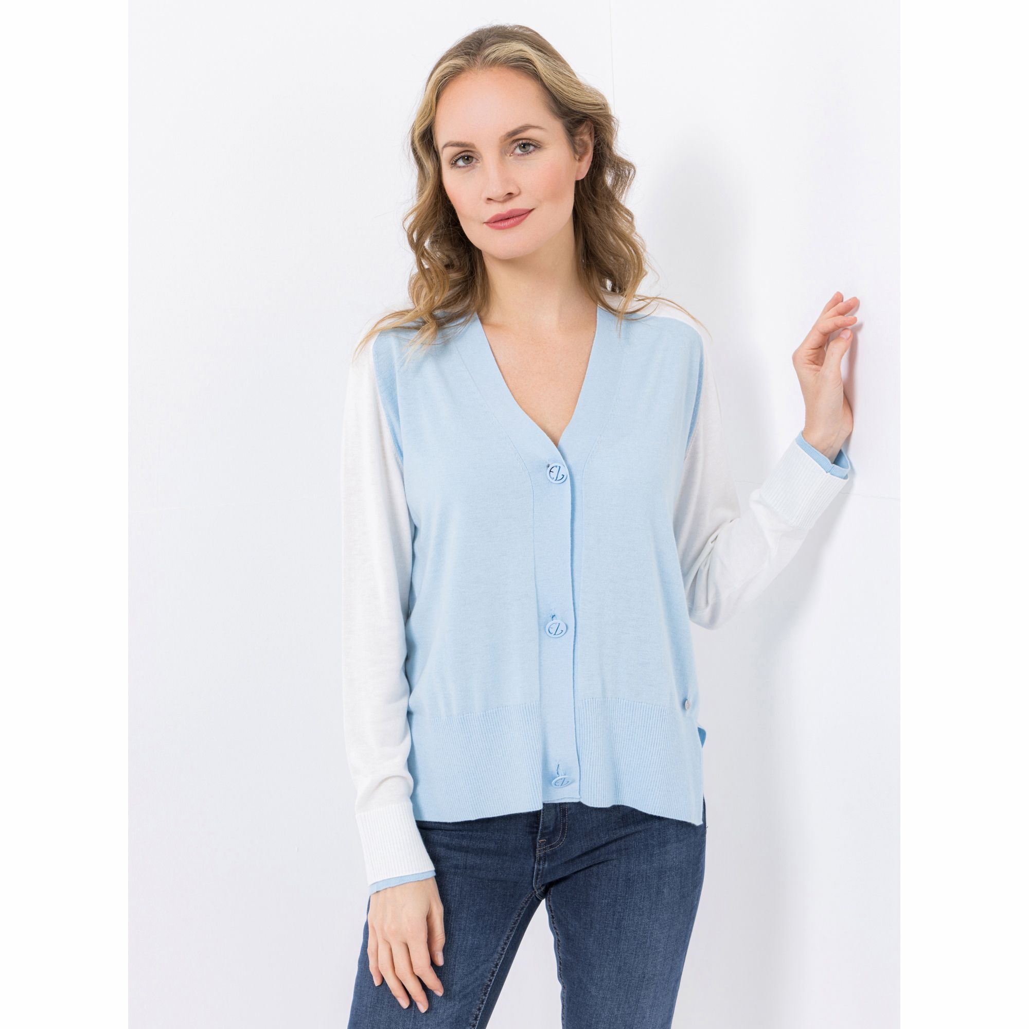 EVA LUTZ Cardigan V-Ausschnitt mit ECOVERO Viskose leger weit