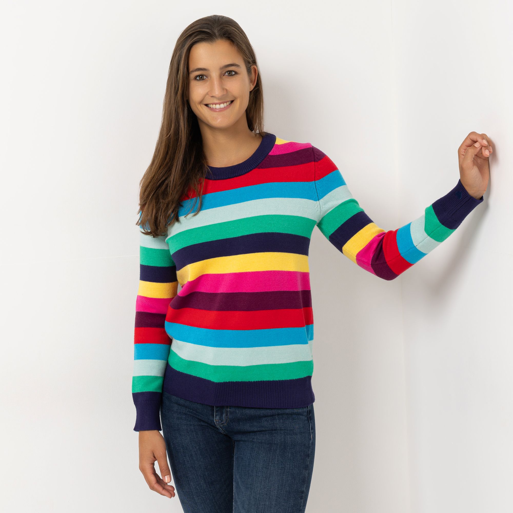 ANNI FOR FRIENDS Pullover Alisa Rippenbundabschluss Herz-Stickerei leger weit