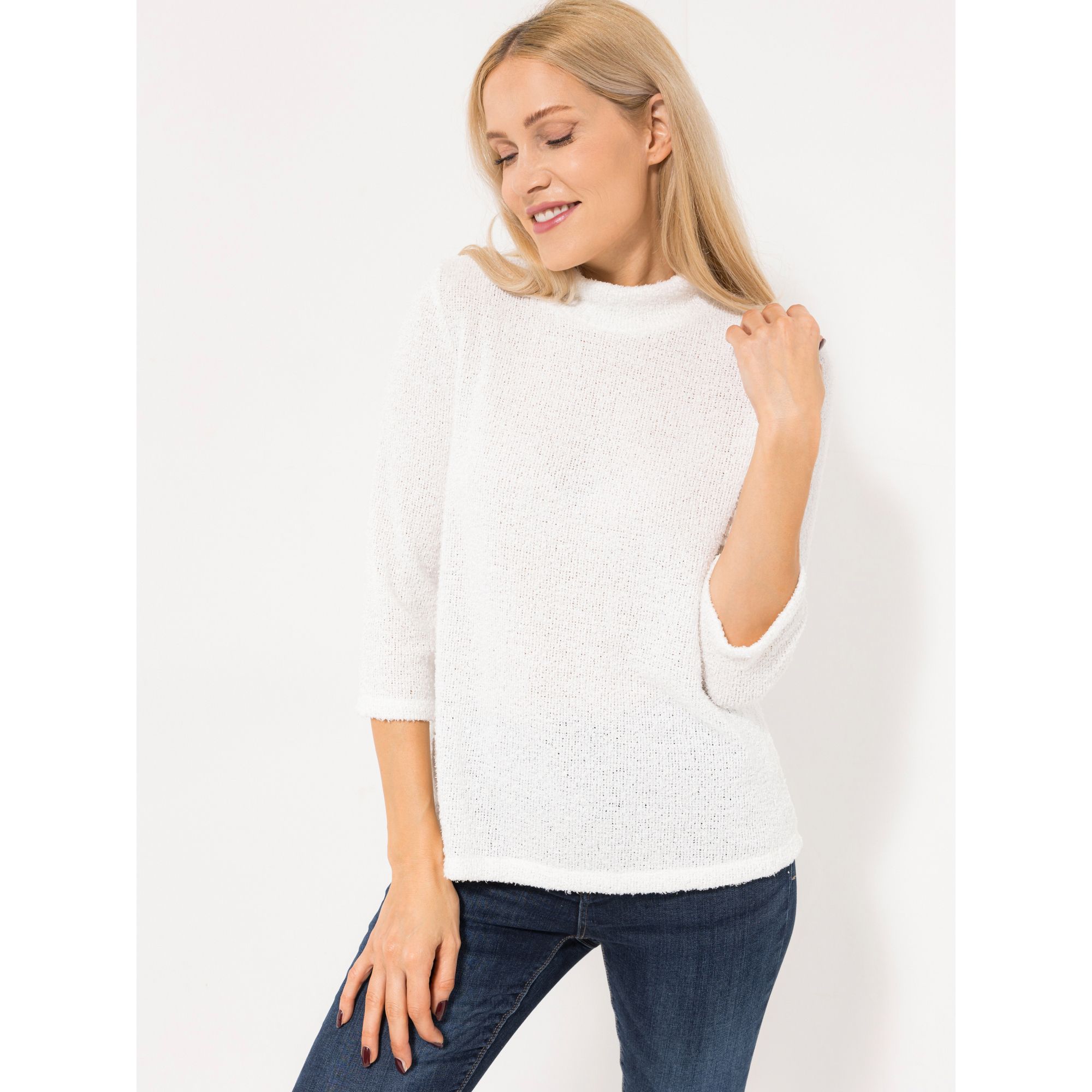KIM & CO. Shirt, 3/4-Arm Boucle Jersey weiter Rollkragen figurumspielend