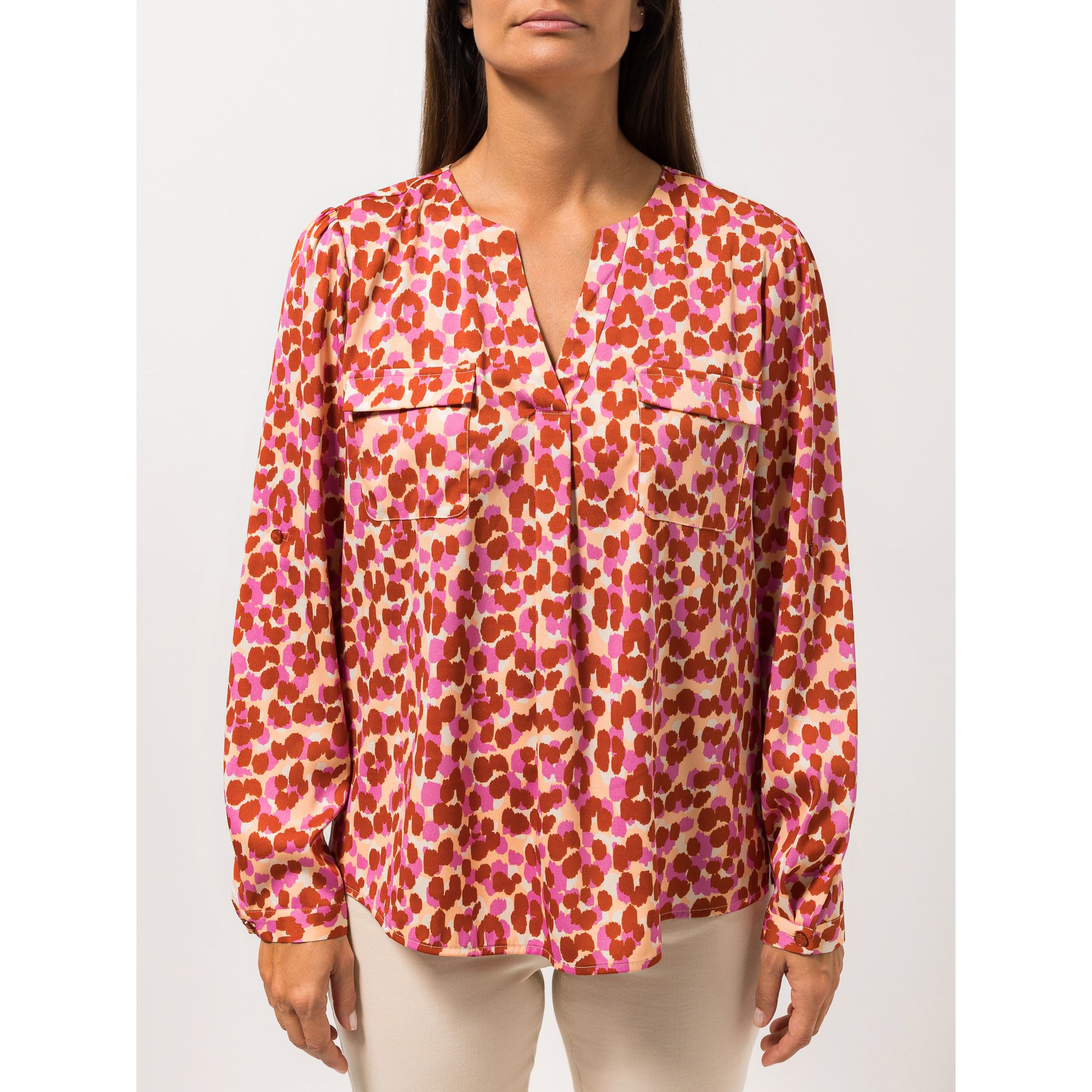 STEFFEN SCHRAUT Bluse Mailand Serafino-Ausschnitt Brusttasche leger weit