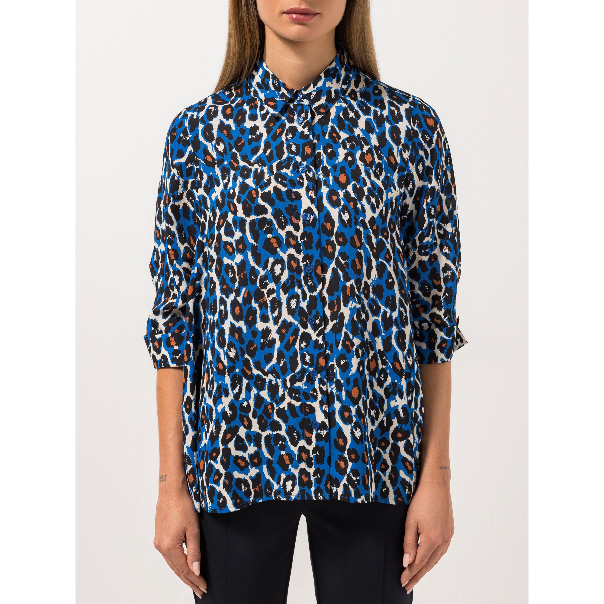 STEFFEN SCHRAUT Bluse Capri geraffter 3/4 Arm Knopfleiste leger weit