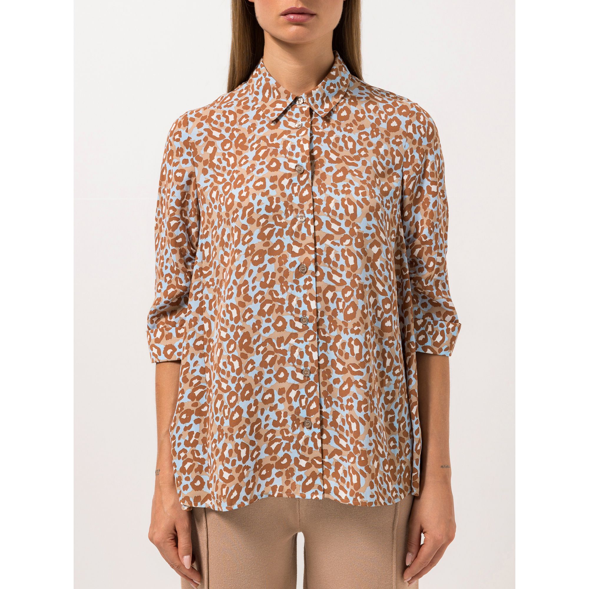 STEFFEN SCHRAUT Bluse Capri geraffter 3/4 Arm Knopfleiste leger weit