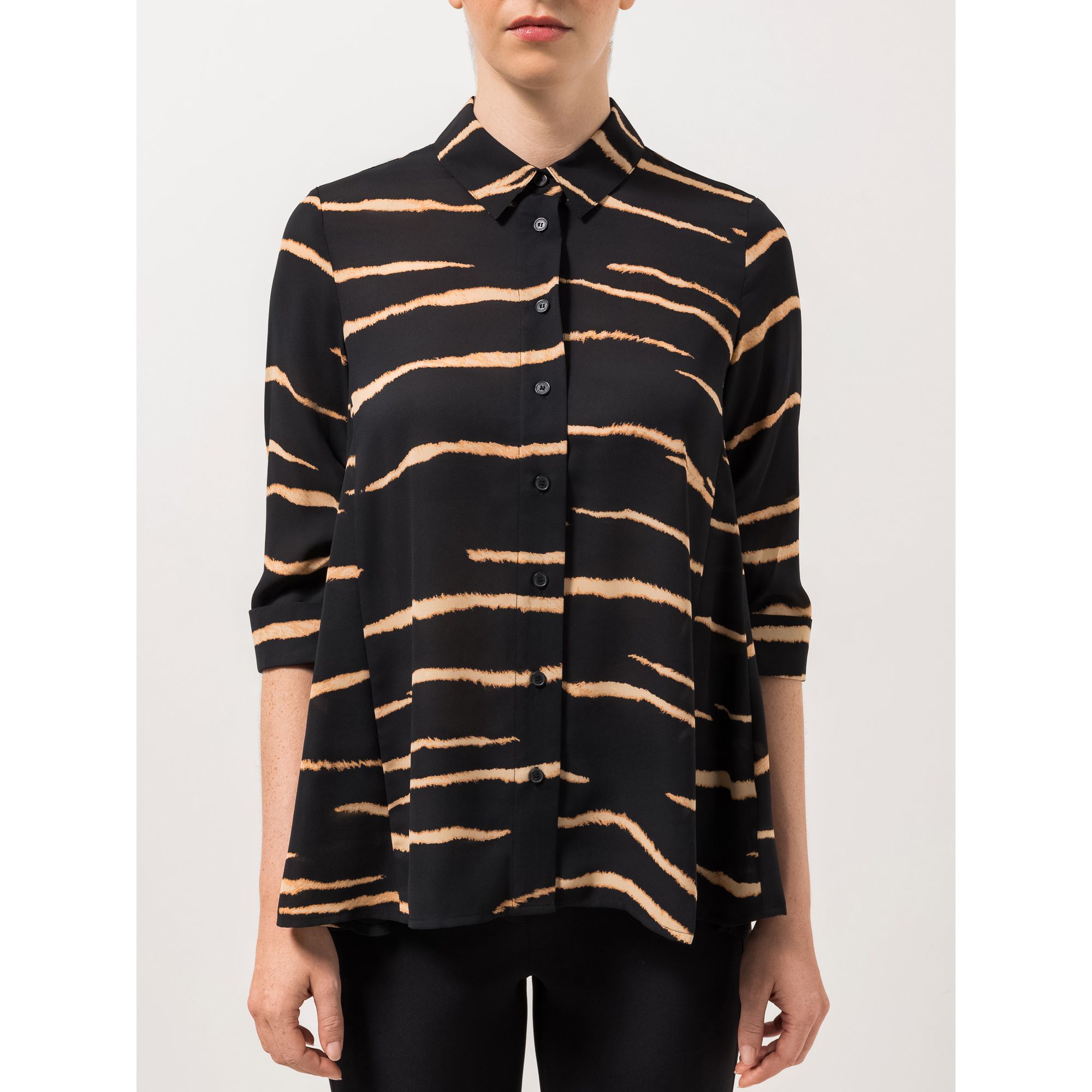 STEFFEN SCHRAUT Bluse Capri geraffter 3/4 Arm Knopfleiste leger weit