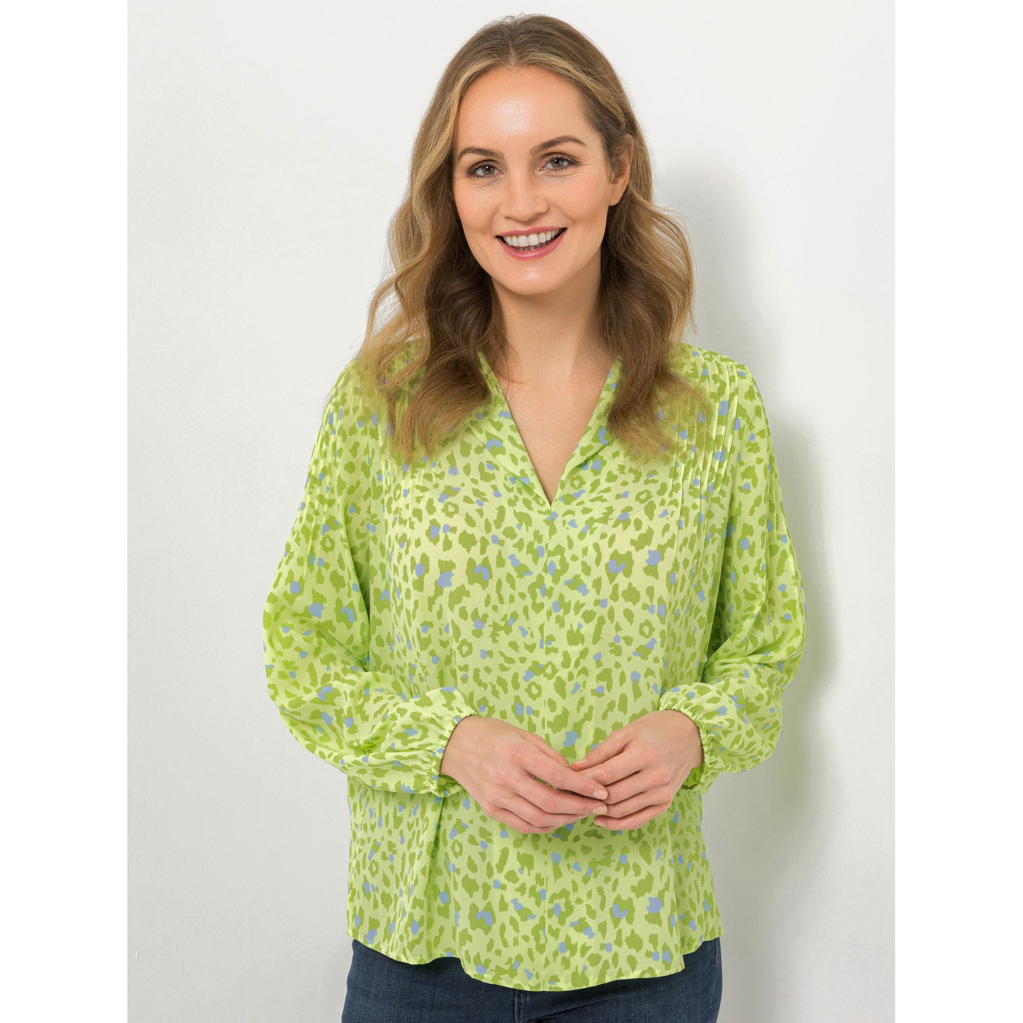 EVA LUTZ Bluse Laura, Langarm V-Ausschnitt 100% recycelte Fasern leger weit