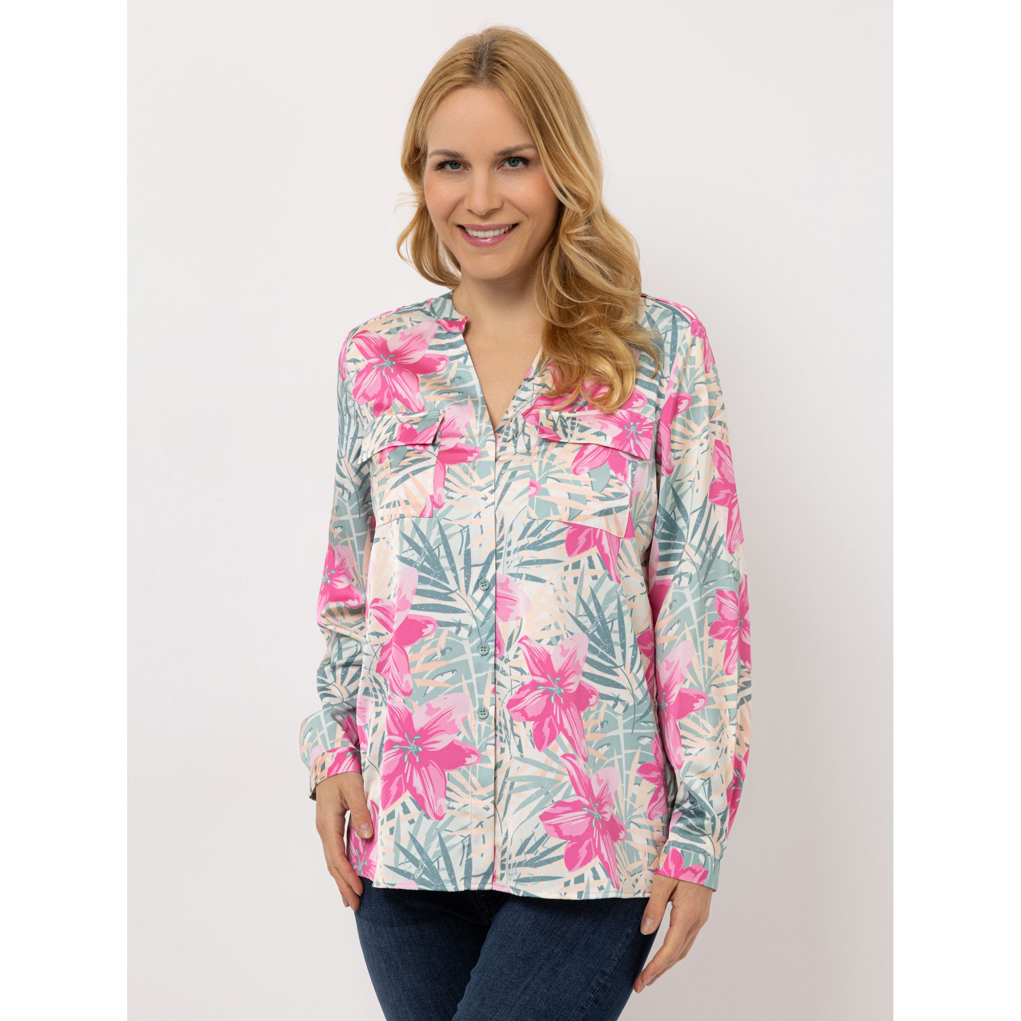 KILIAN KERNER SENSES Bluse, Langarm aufgesetzte Taschen Schulterriegel leger weit