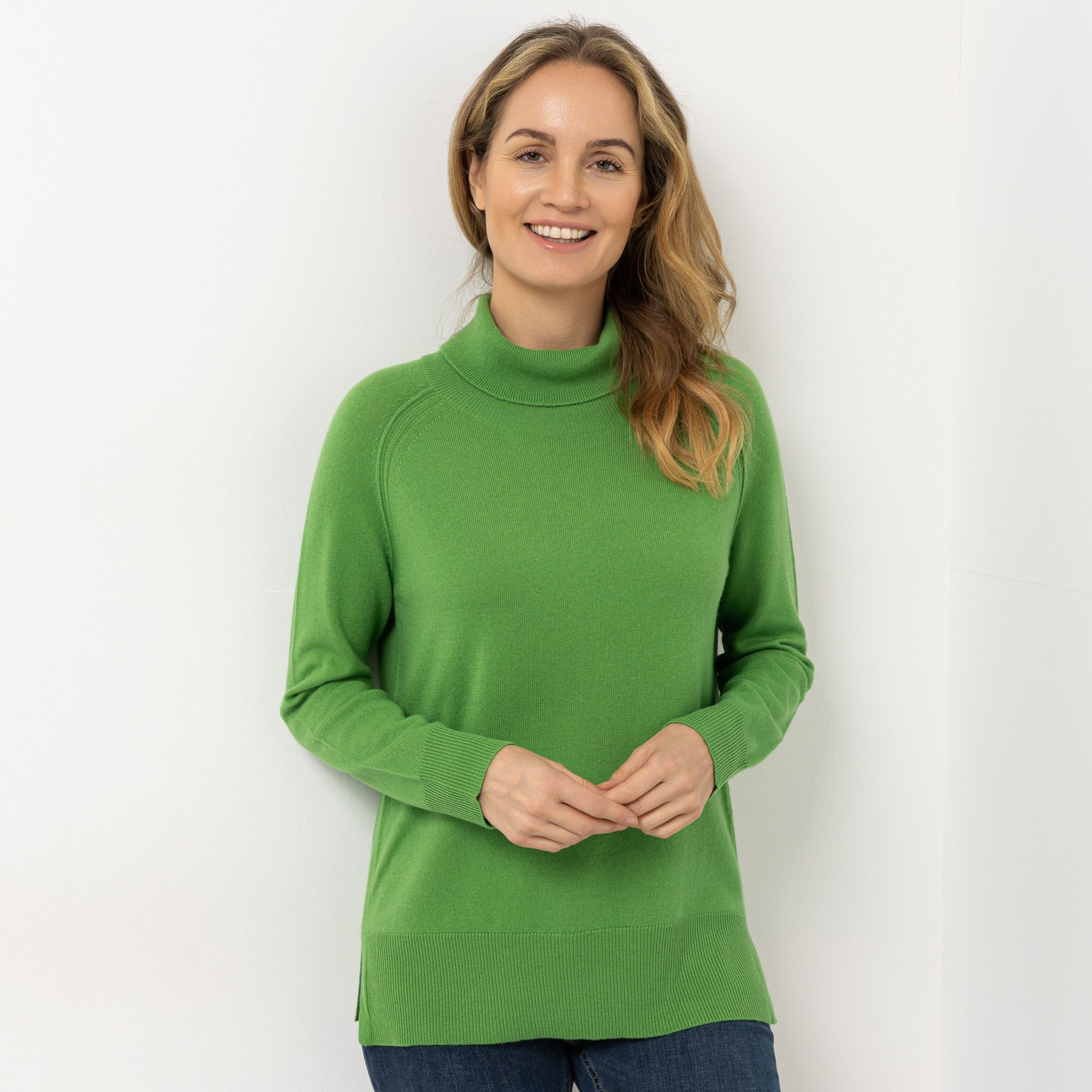 EVA LUTZ Pullover Rollkragen Seitenschlitze figurumspielend