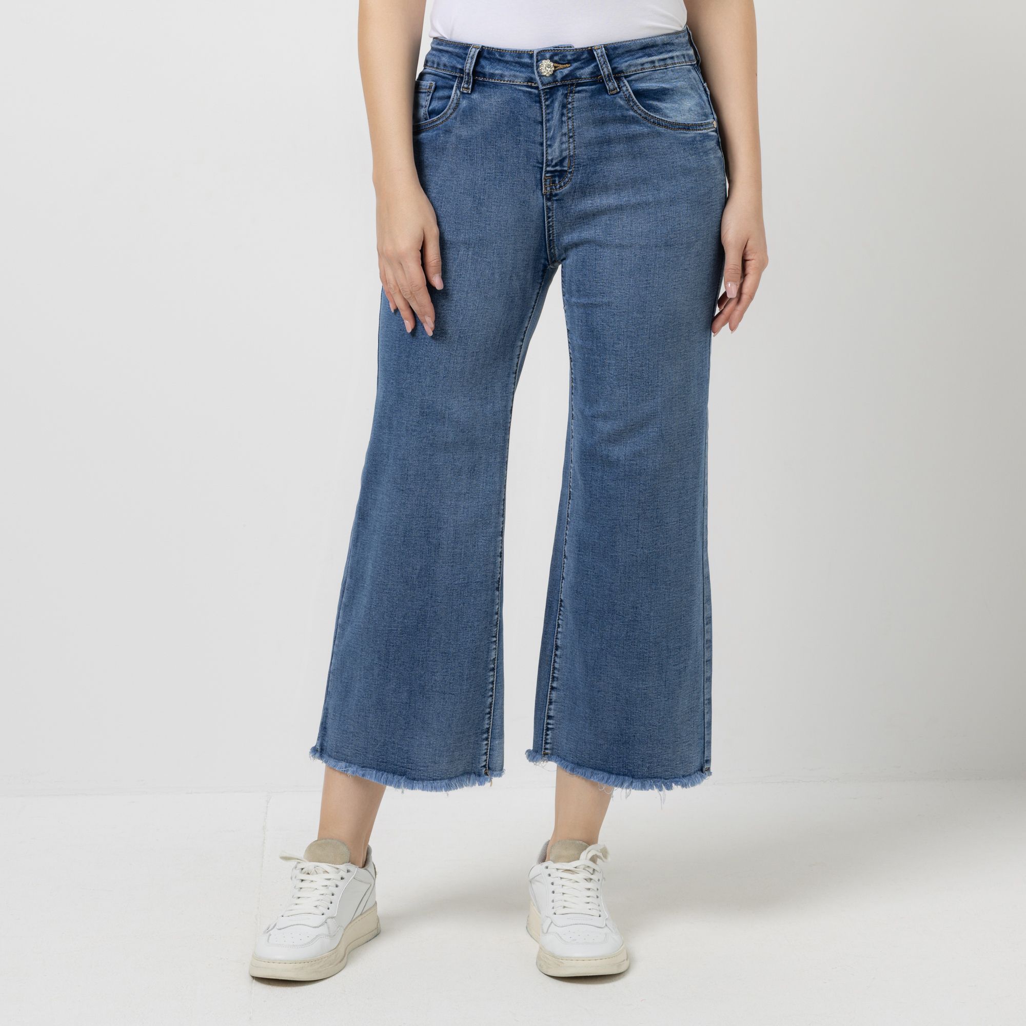 DINE 'N' DANCE Jeanshose Mambo 7/8-Länge 5-Pocket-Style weites Bein