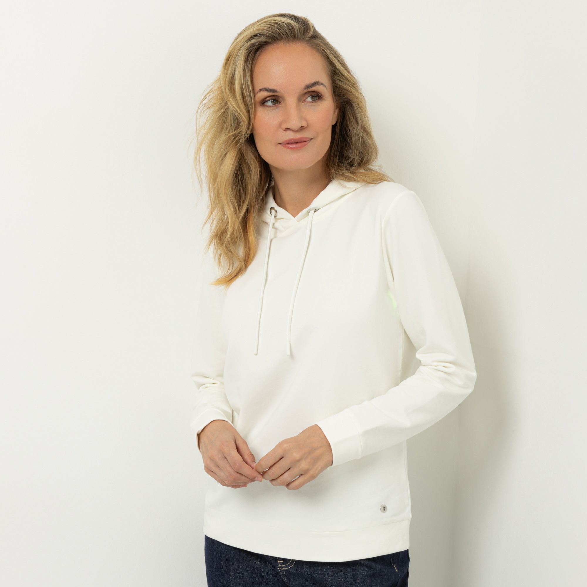 STRANDFEIN Sweatshirt, Langarm mit Kapuze und Kordelzug leger weit
