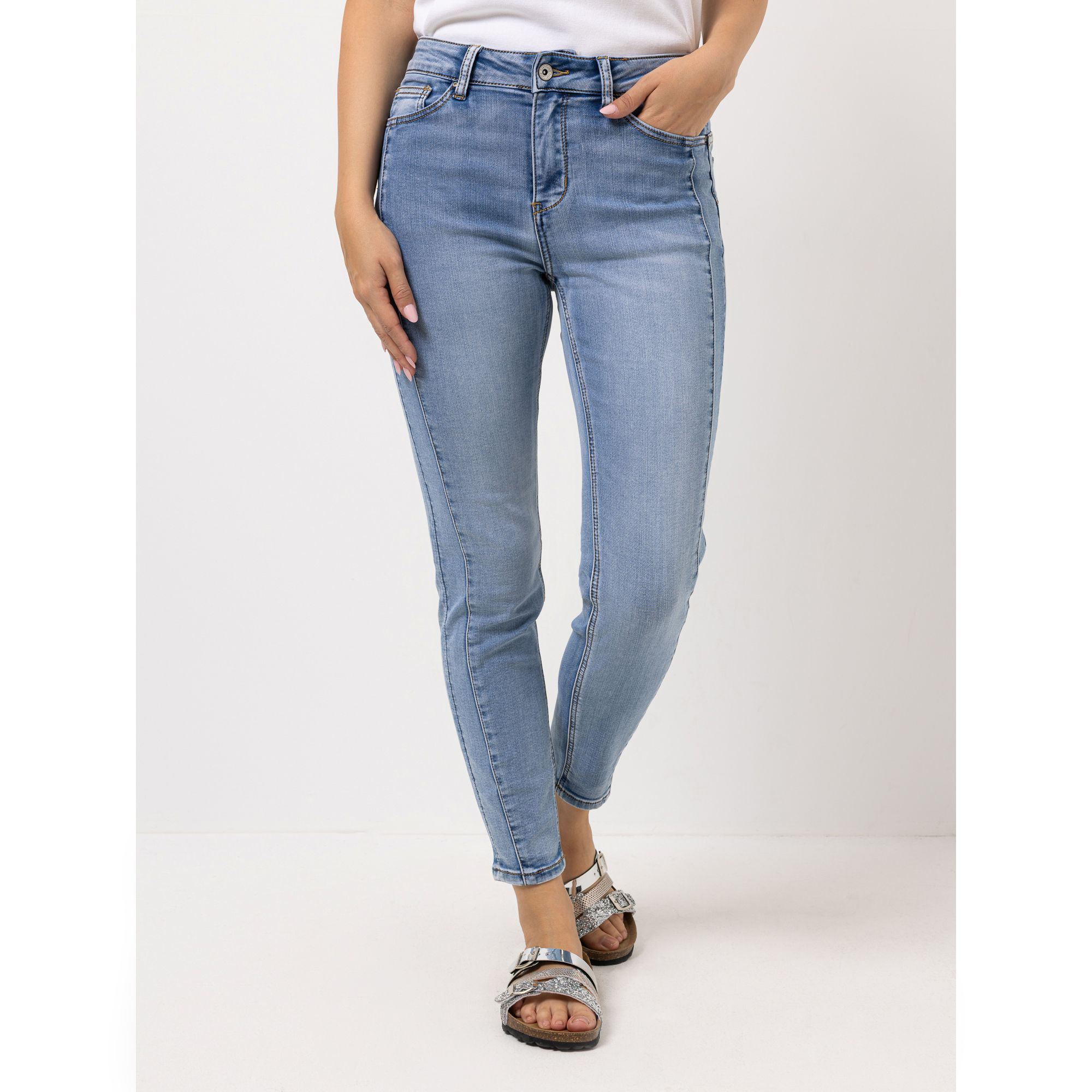 DINE 'N' DANCE Jeanshose Rumba Teilungsnähte 5-Pocket-Style knöchellang