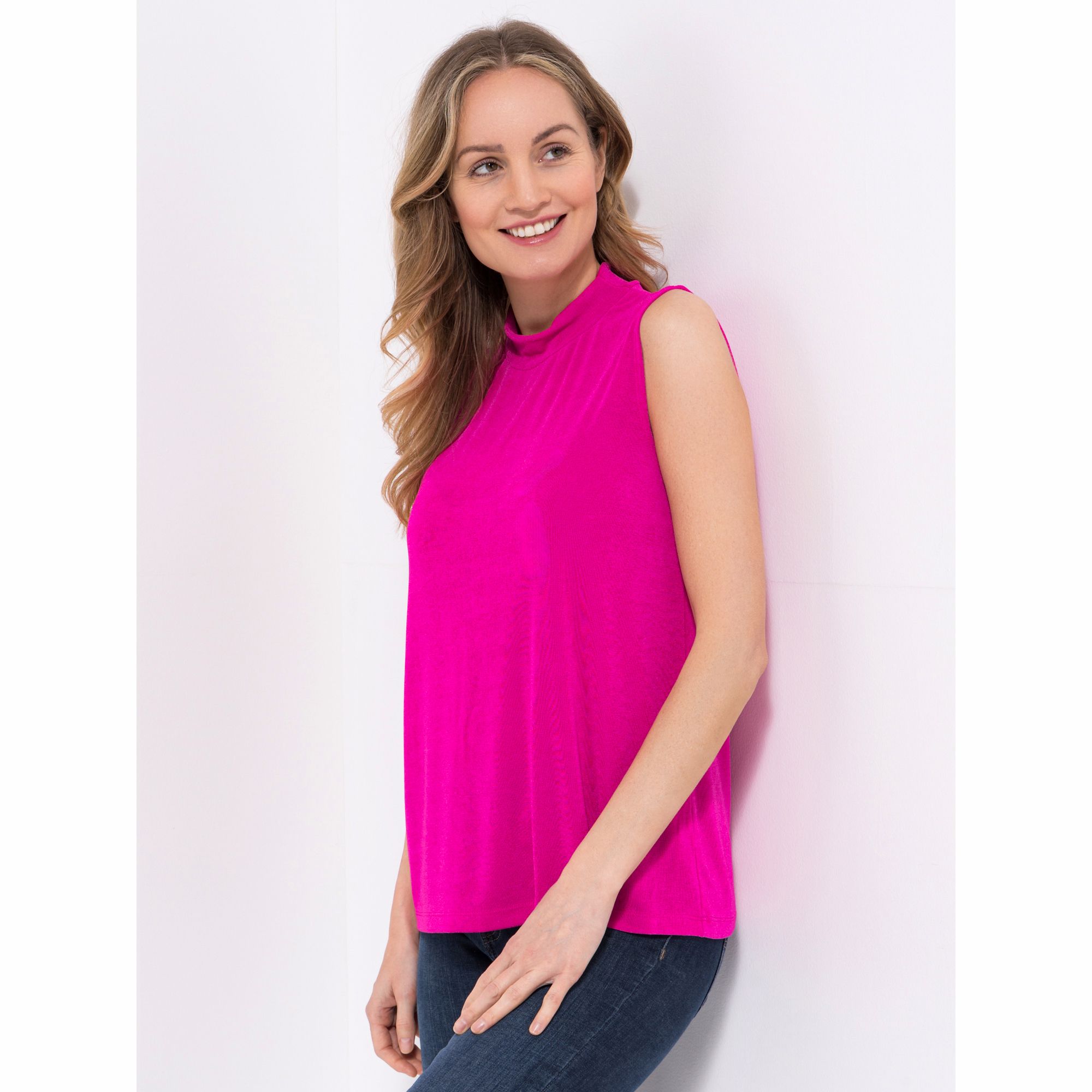 KIM & CO. Top, Stehkragen Slinky Jersey gerader Saumabschluss figurbetont