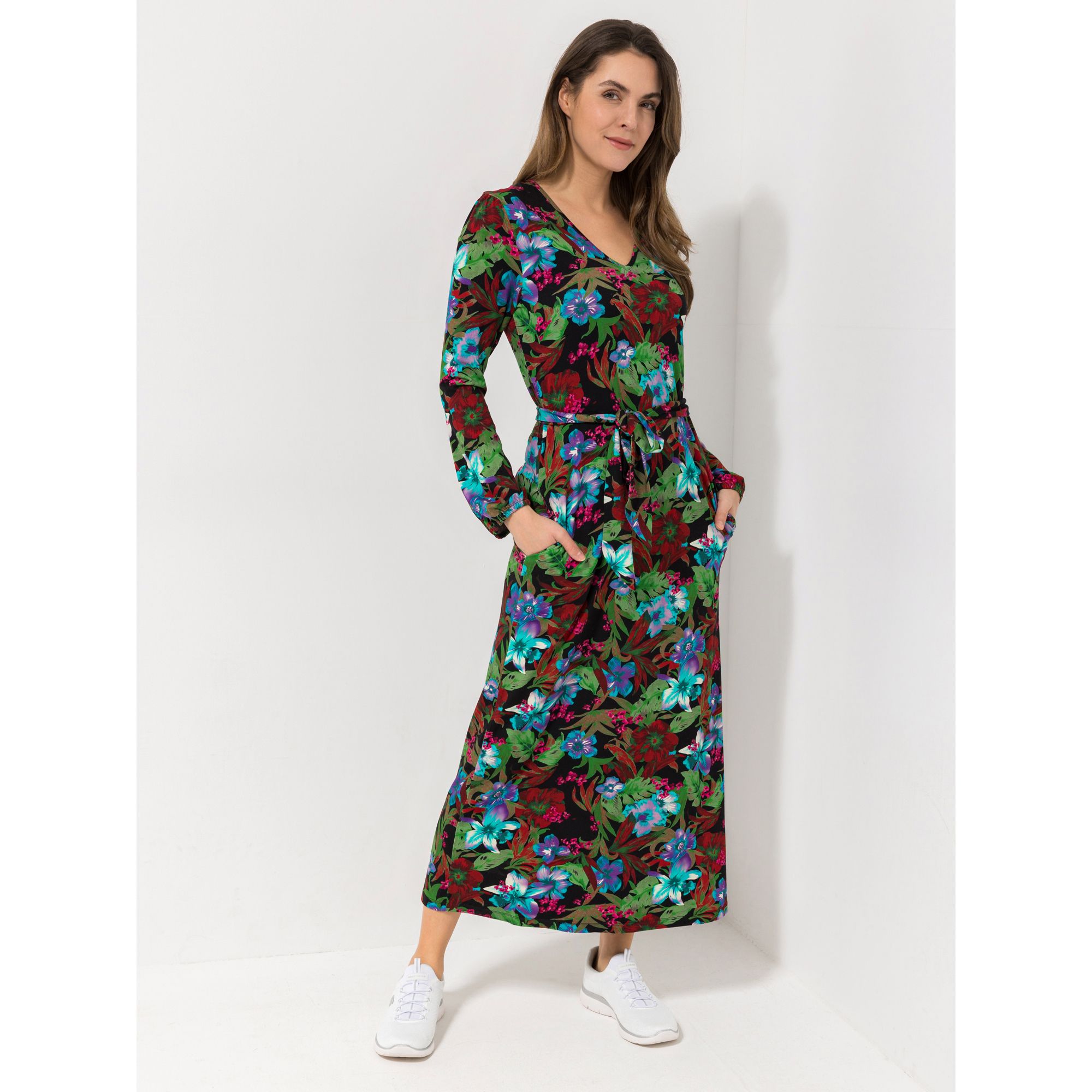 SOULS BY EYWASOULS® Maxikleid, 1/2 Arm V-Ausschnitt figurbetont