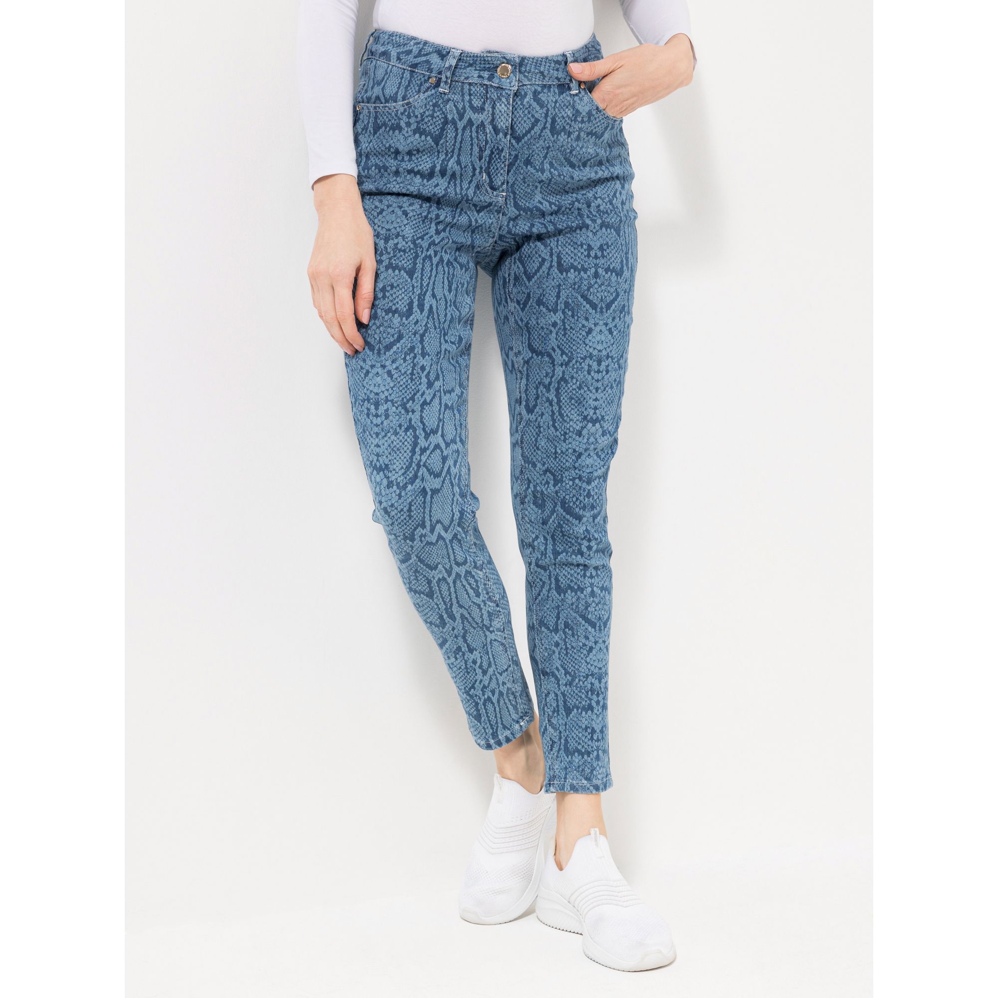 ICONIC by Marina Hoermanseder Jeanshose Allover-Druck schmales Bein