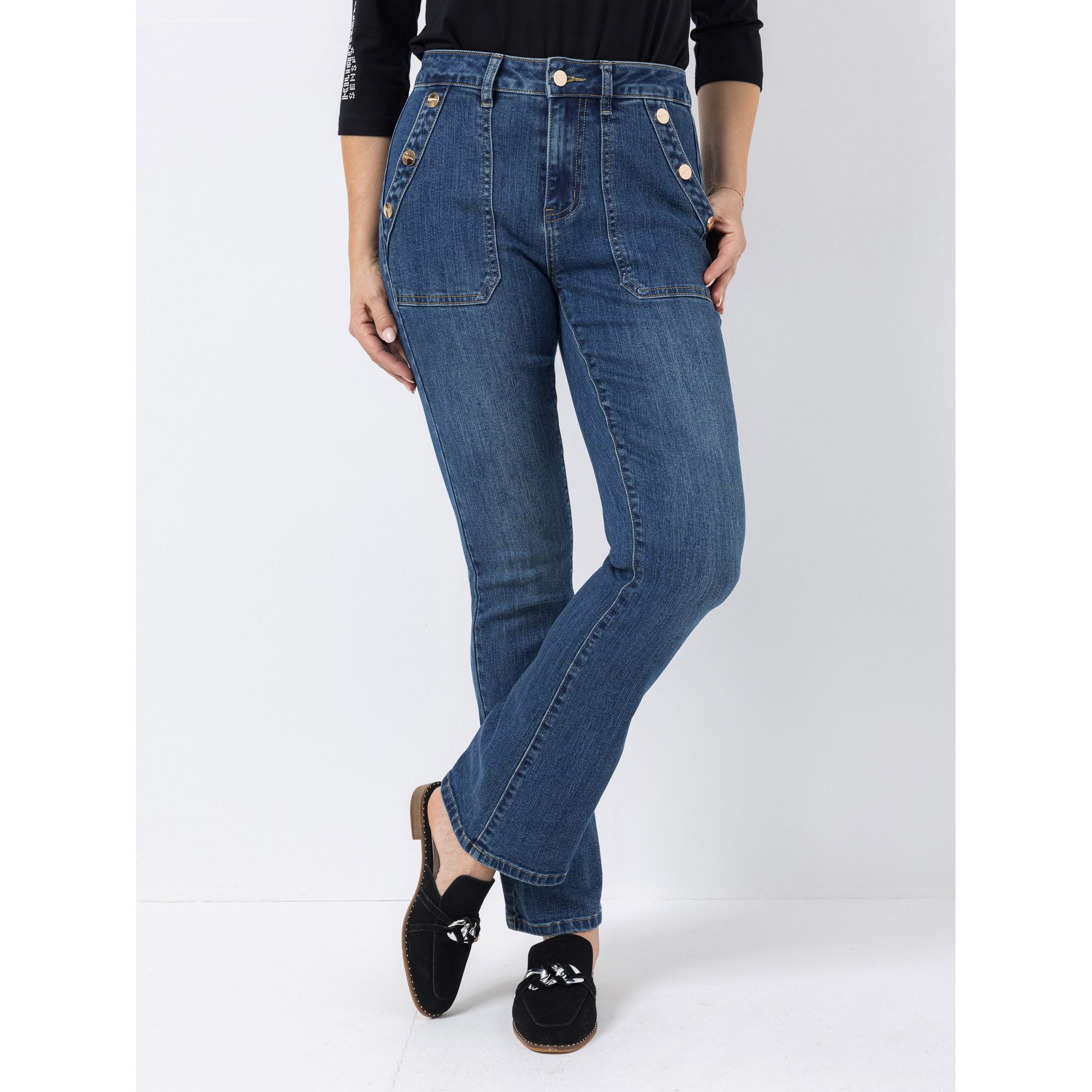 KILIAN KERNER SENSES Jeanshose Zierknöpfe Komfort-Stretch Bootcut