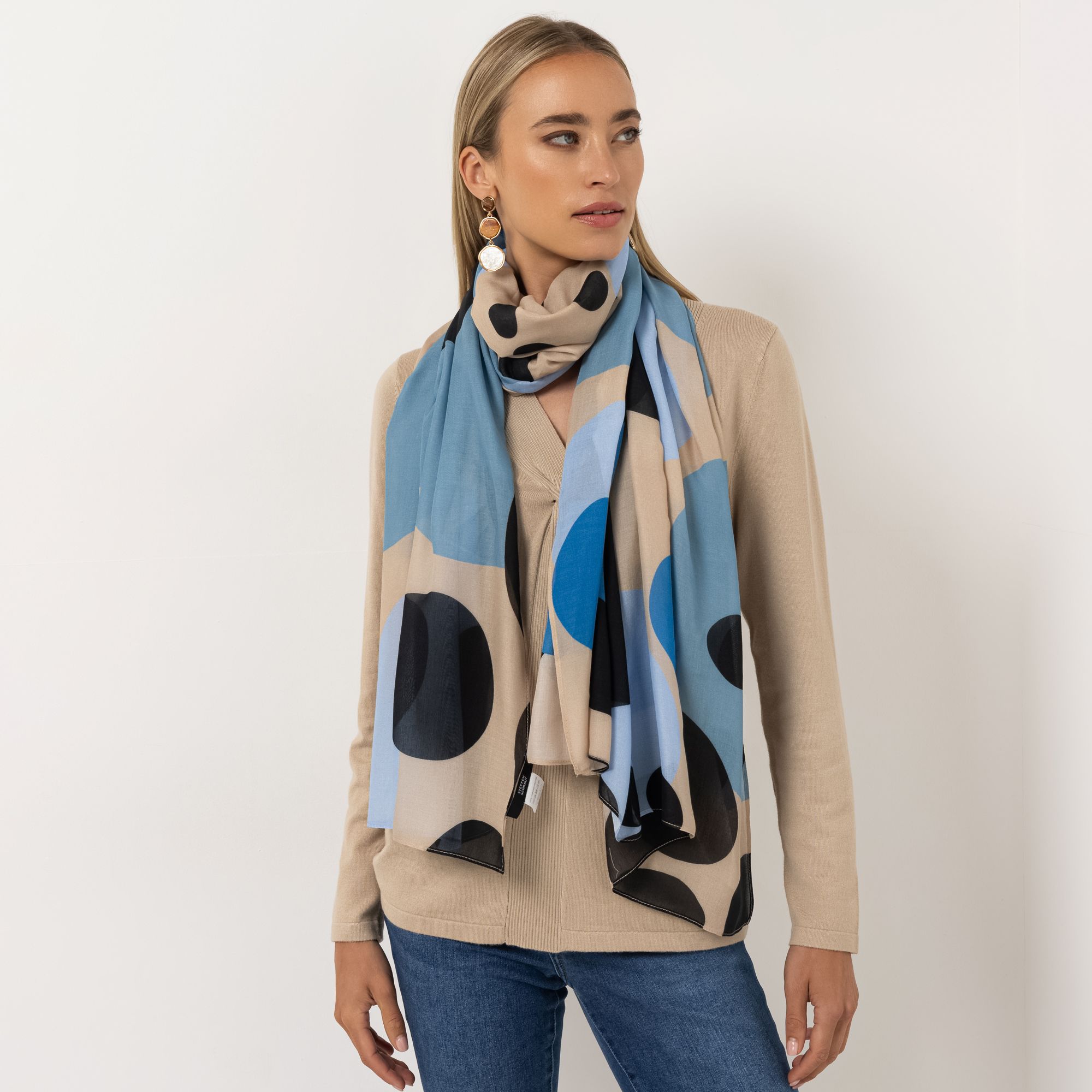 STEFFEN SCHRAUT Tuch Biarritz Punkte-Druck aus ECOVERO Viskose ca.100x190cm