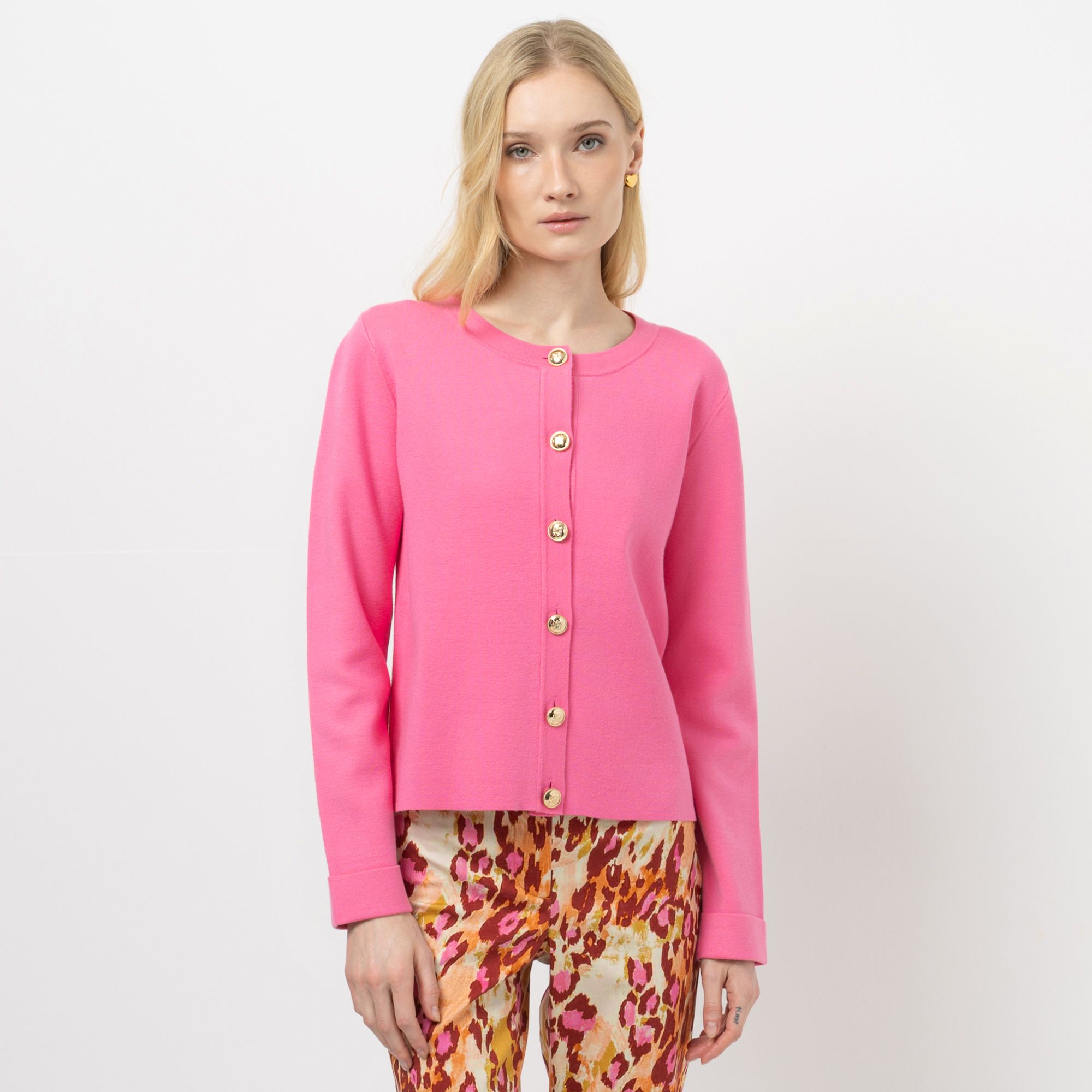 STEFFEN SCHRAUT Cardigan Rundhalsausschnitt Schmuckknöpfe gerade kurze Form