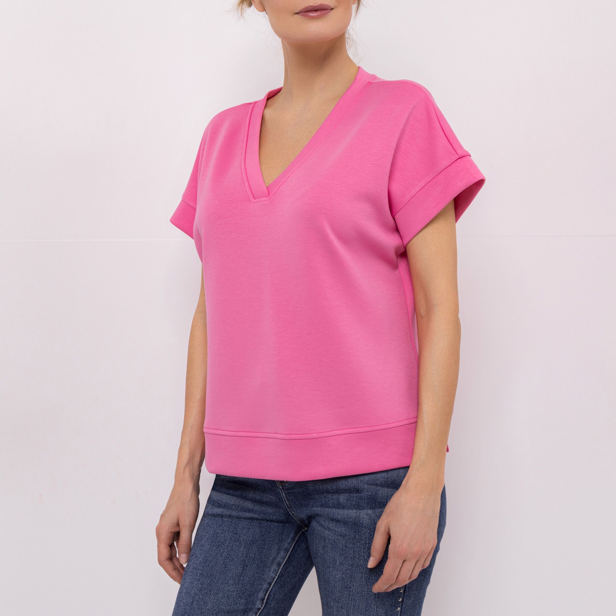 STEFFEN SCHRAUT Scubashirt, 1/2-Arm V-Ausschnitt unifarben leger weit