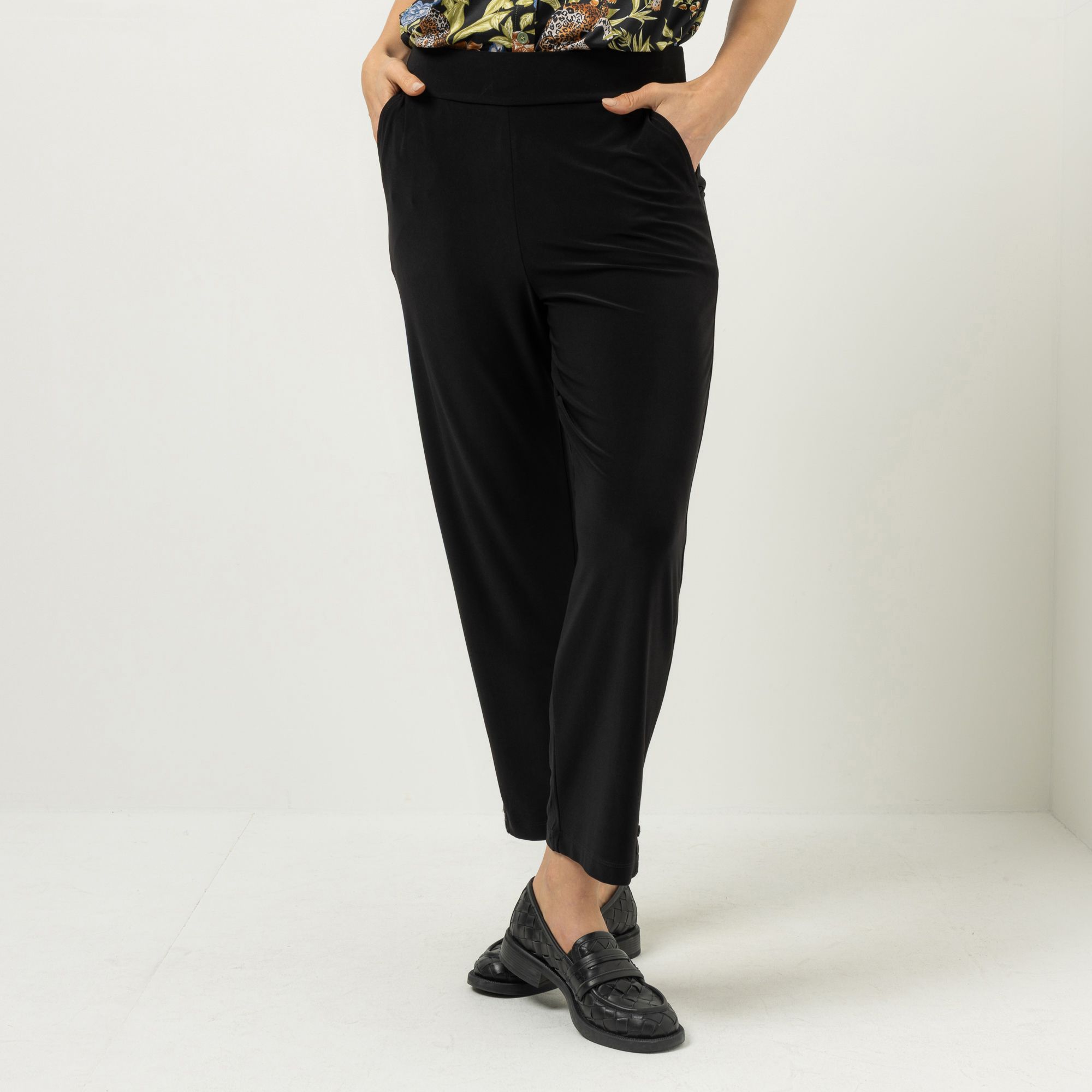KIM & CO. Hose, knöchellang Brazil Knit Jersey Zierknöpfe gerader Beinverlauf