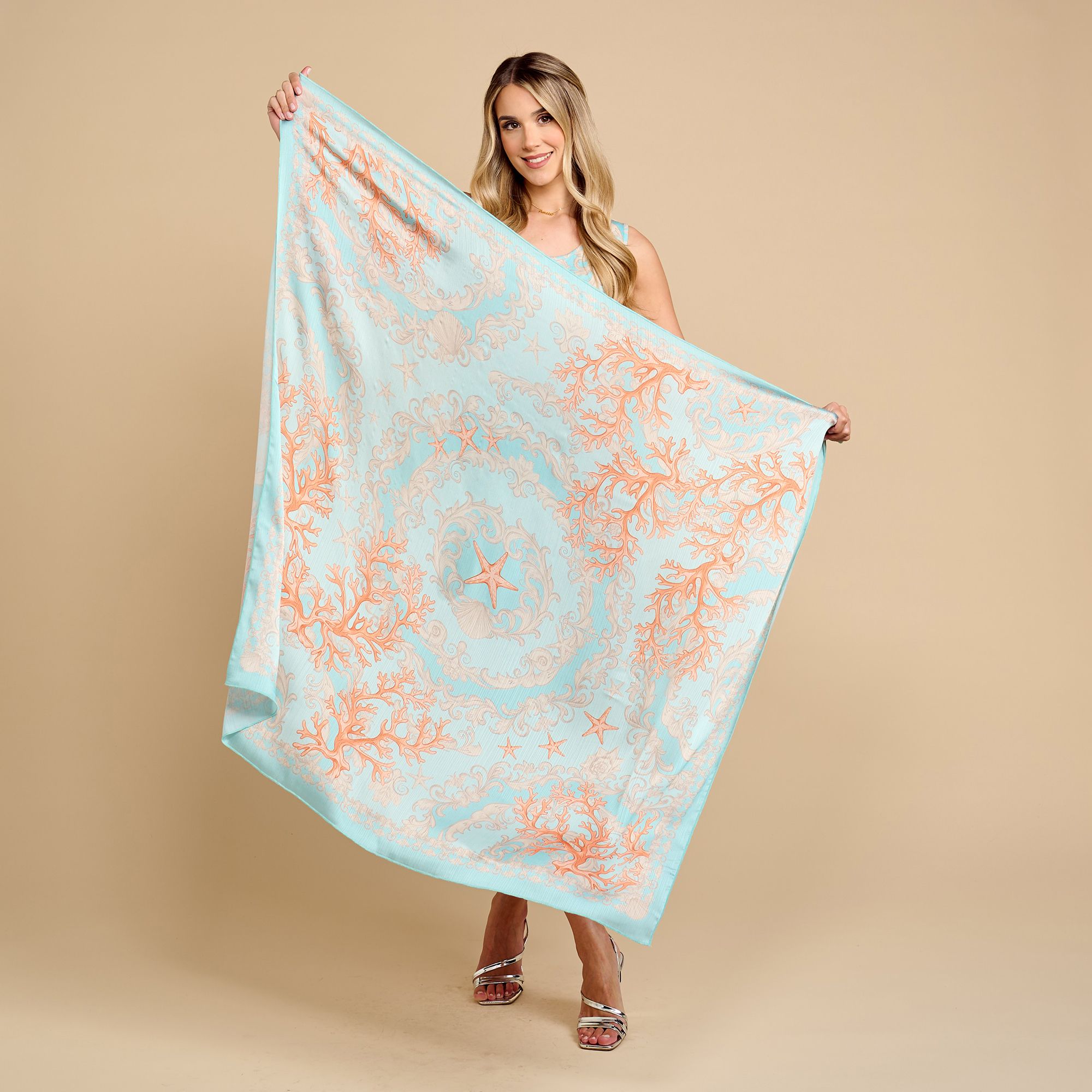 SCHIFFHAUER MUNICH® Tuch, quadratisch Allover Druck Satin-Touch ca. 110x110cm