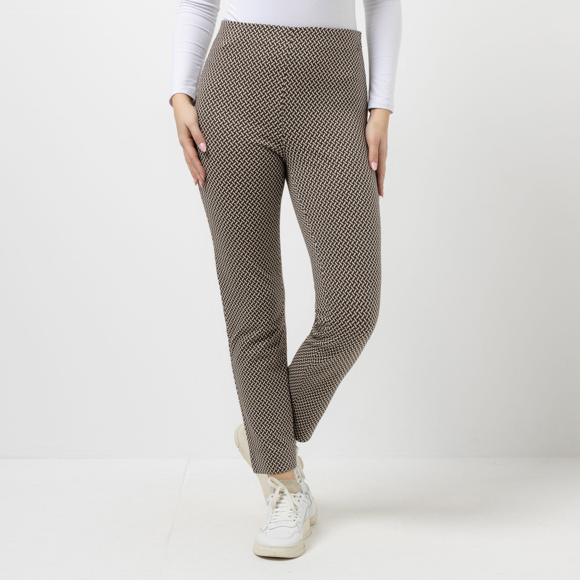 EVA LUTZ Hose Rundumdehnbund gemustert schmales Bein