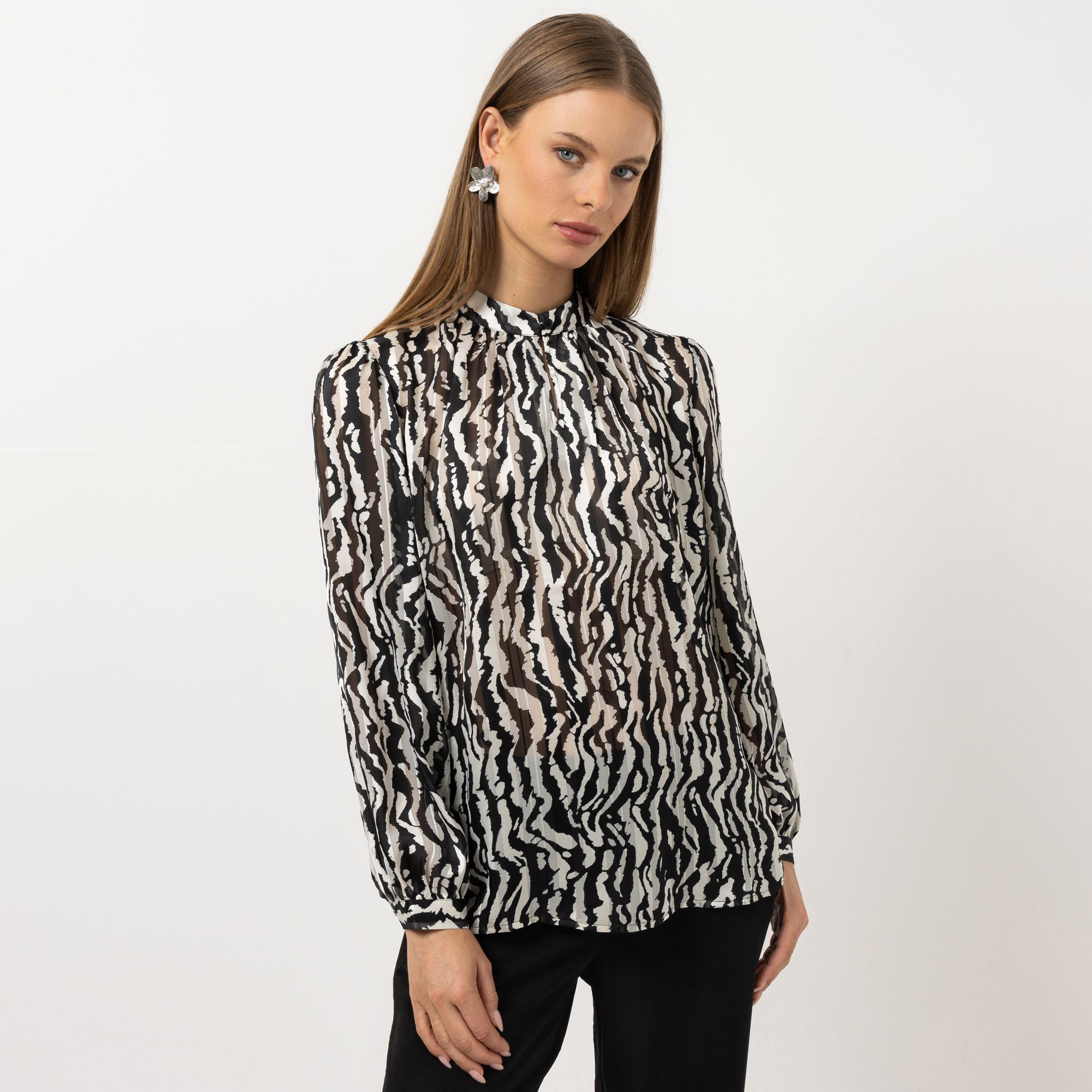 STEFFEN SCHRAUT Bluse Stehkragen schmale Manschette leger weit